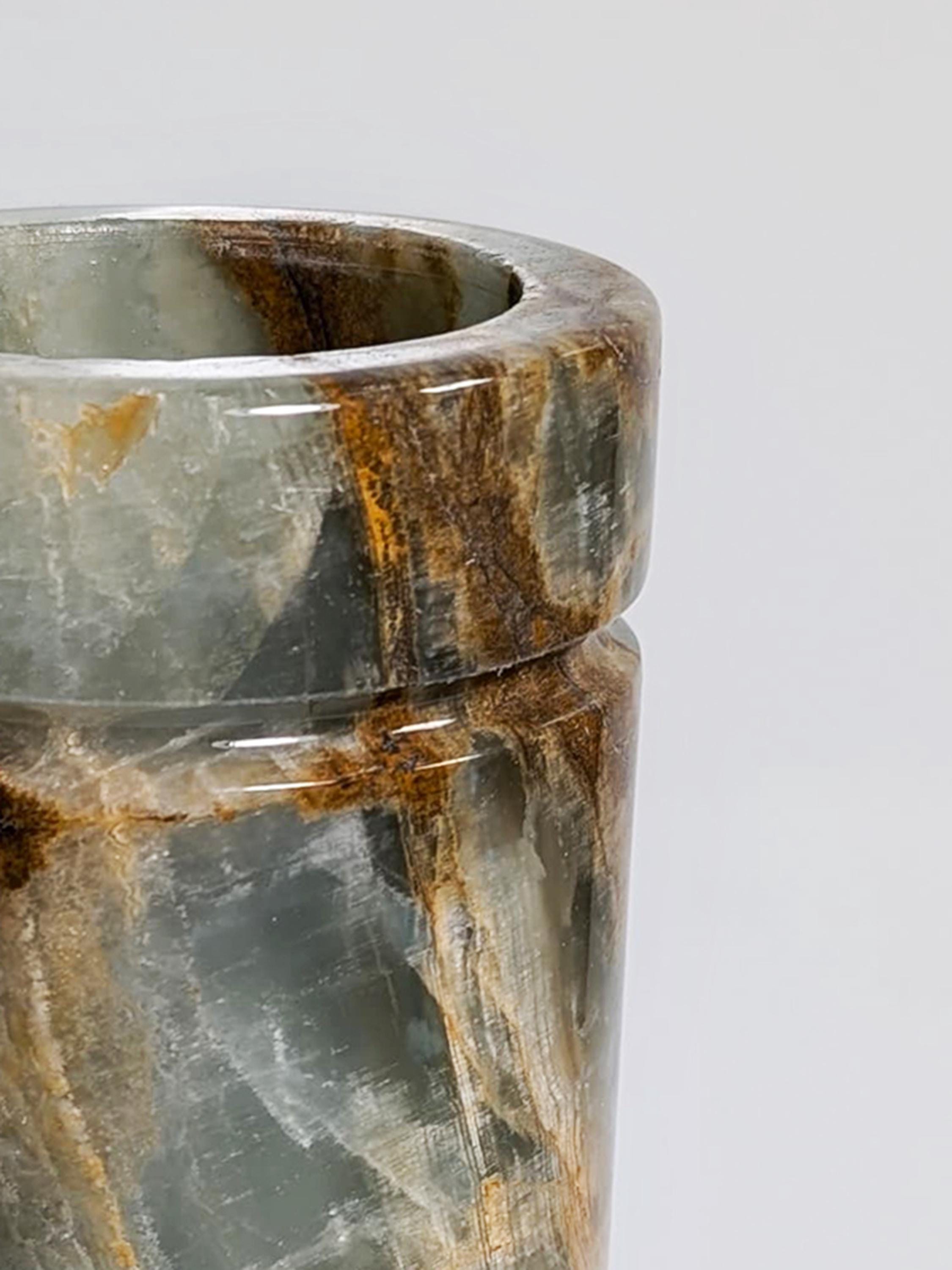 Massive Vase Marmor Onyx Travertin 1970er Jahre