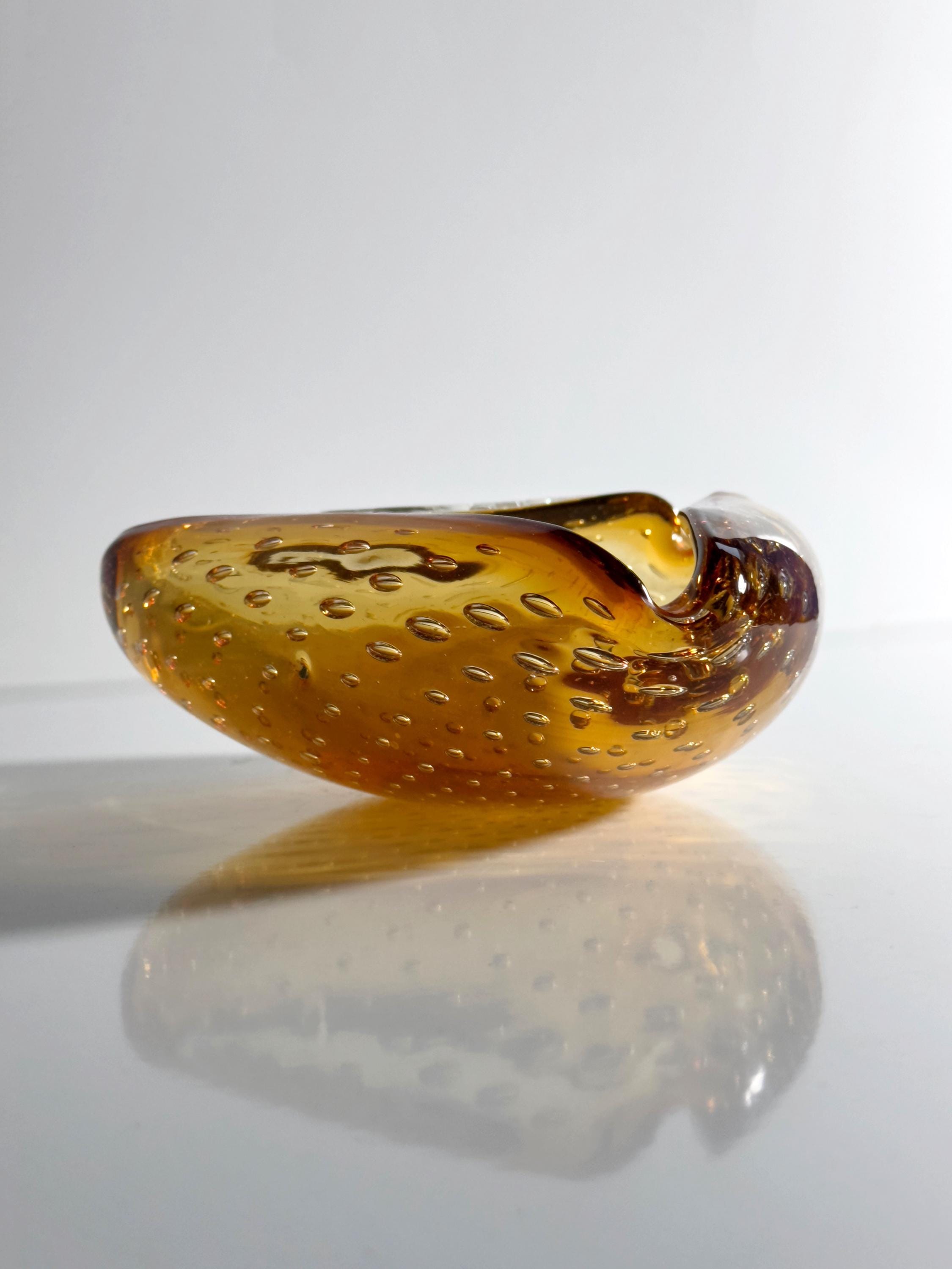 Vintage Schale Muranoglas Bernstein-Orange 70er Jahre