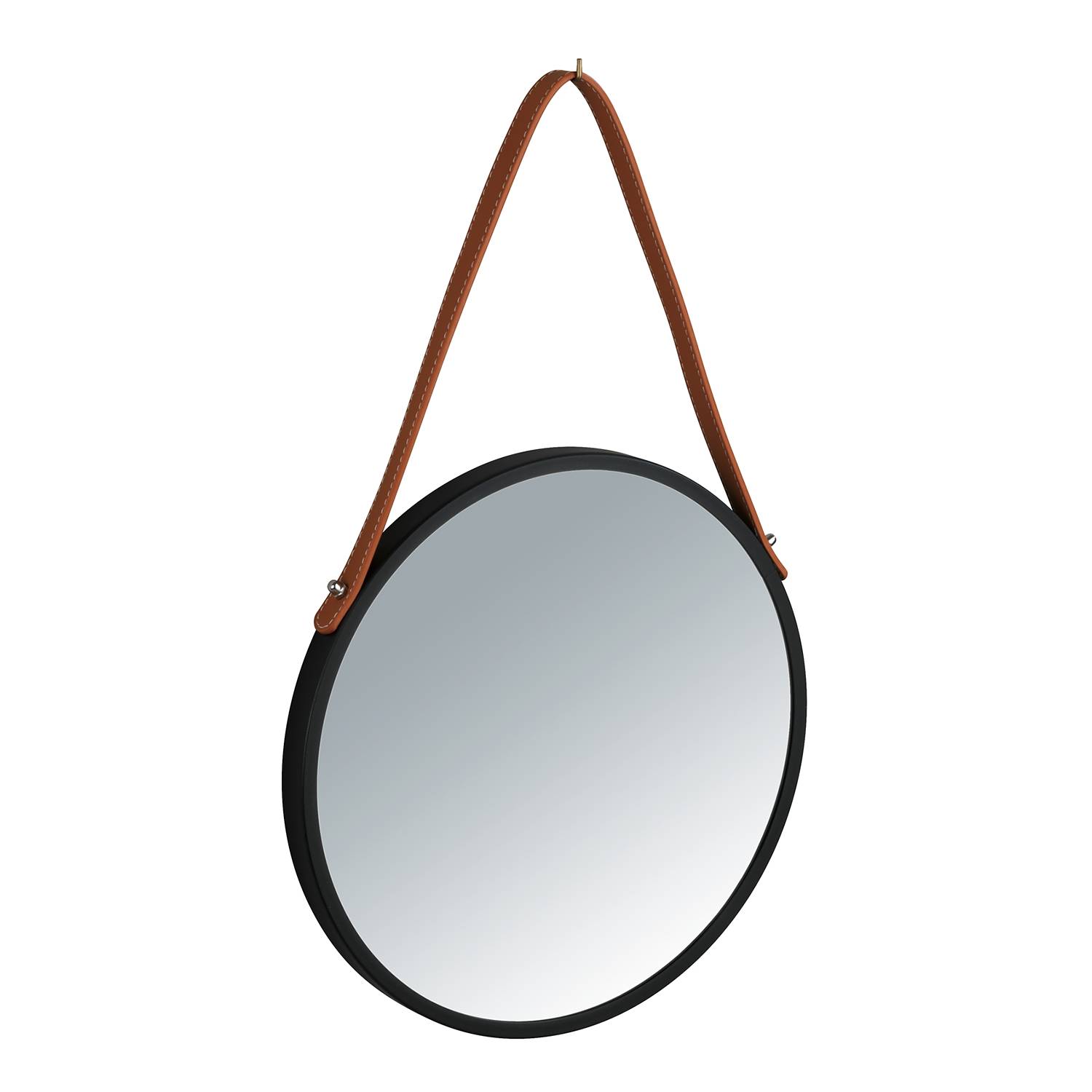 Borrone Wandspiegel Eisen Glas Schwarz Silber Ø30cm