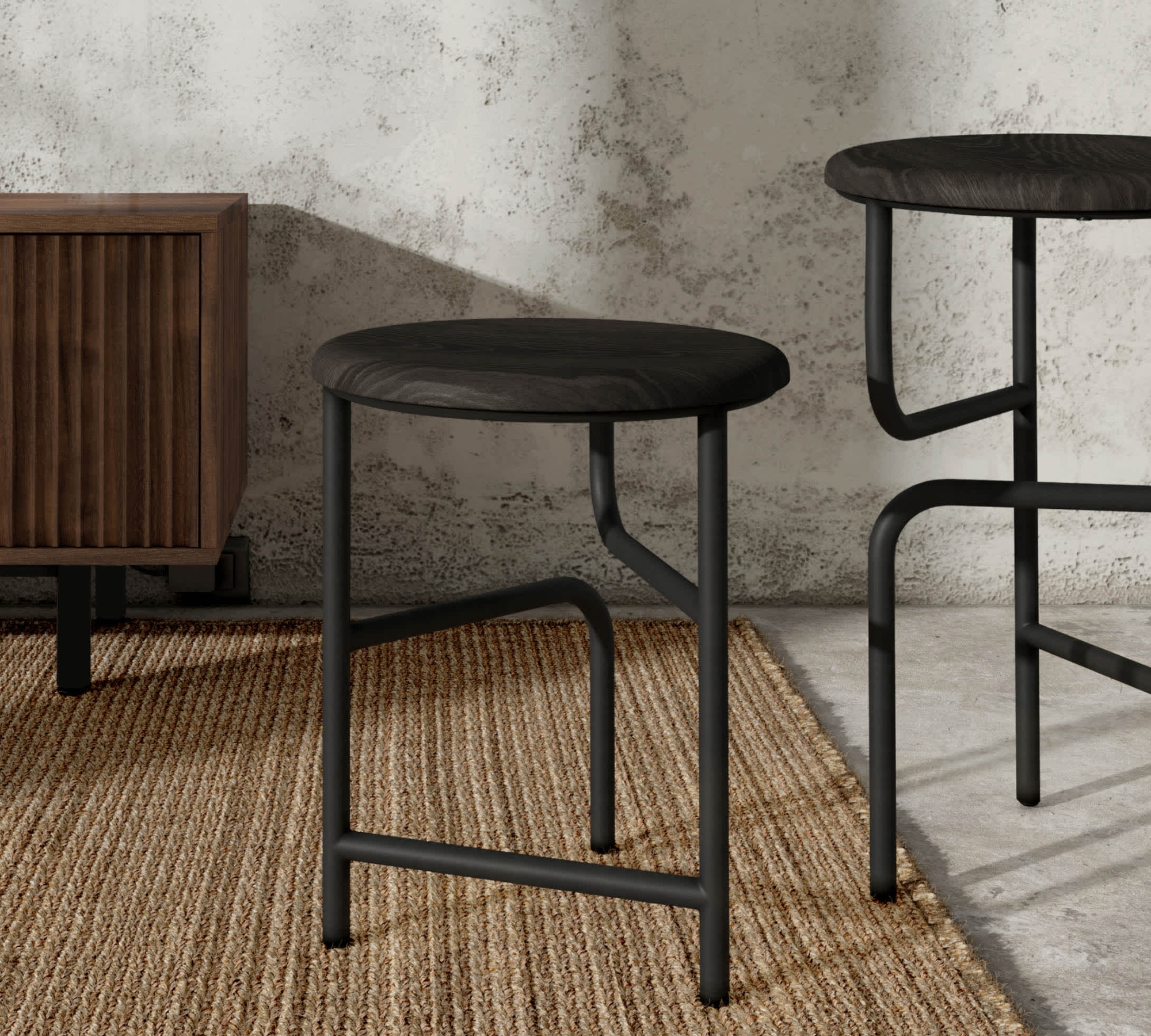 Blend Hocker Eiche Schwarz