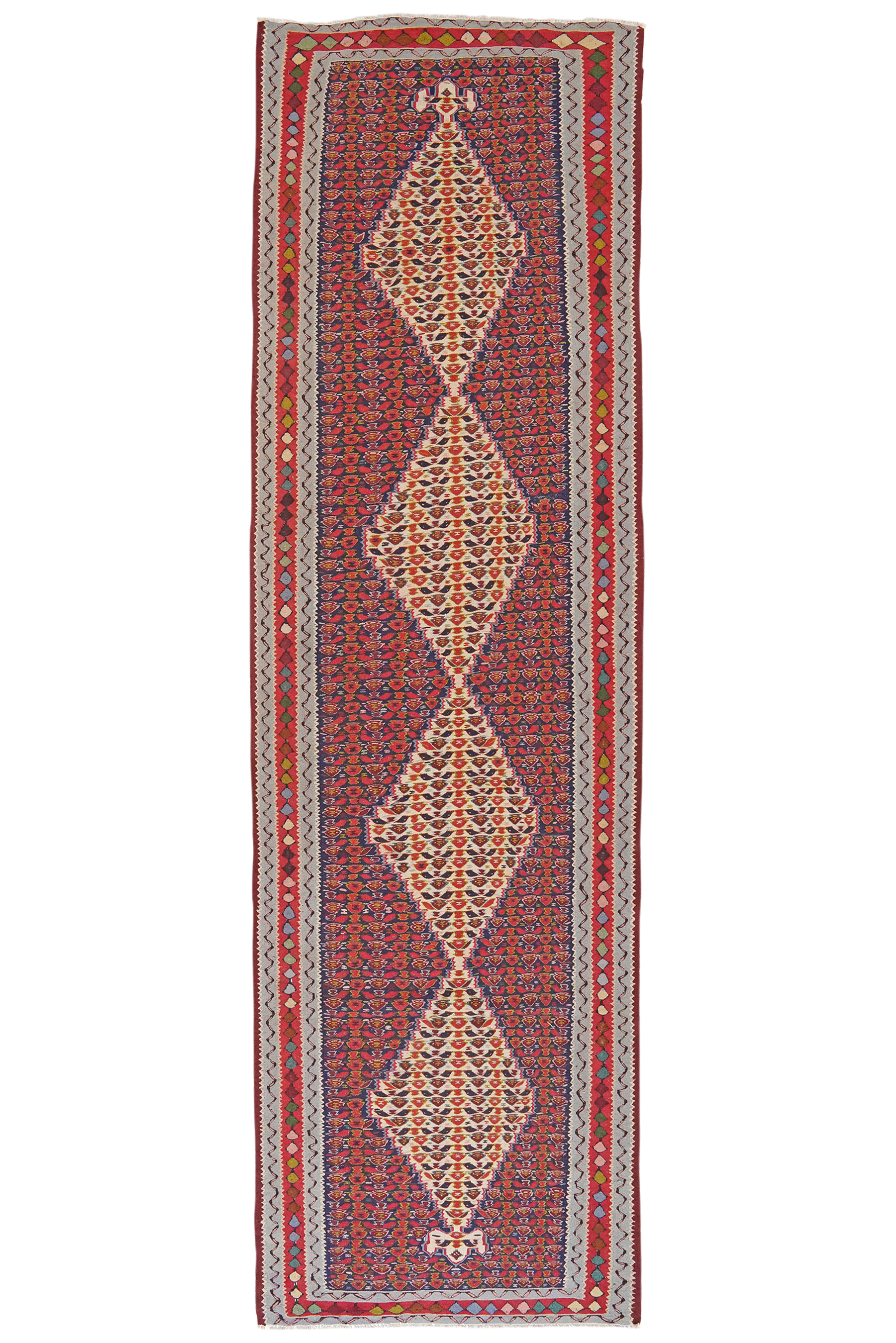 Kilim Senneh Teppich Rot