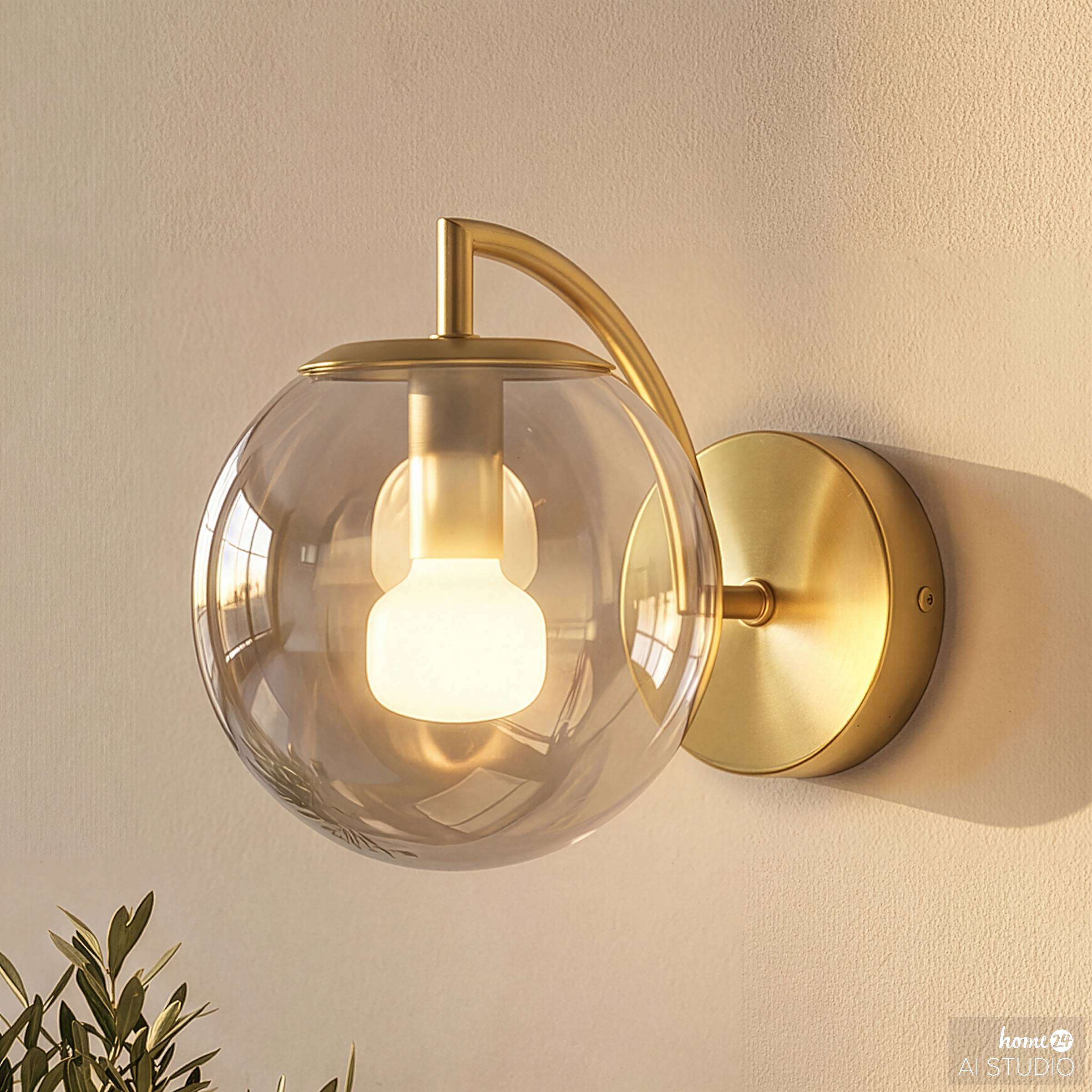 CARTY Wandleuchte 1-flammig Glas Eisen Grau