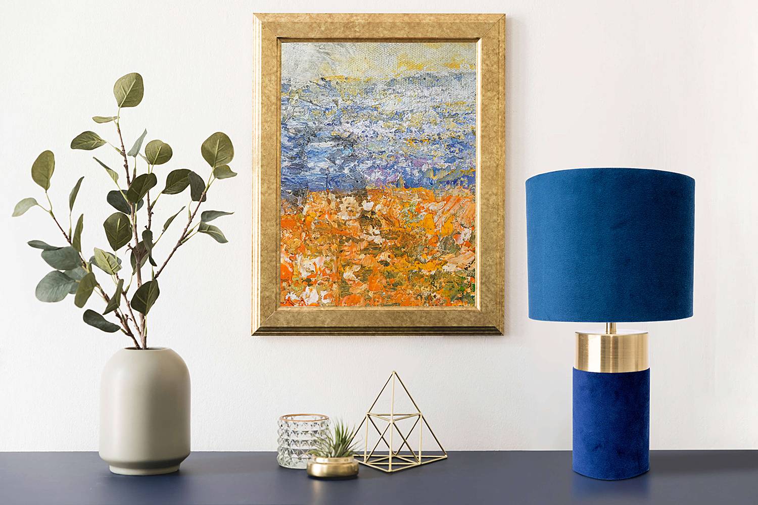 Bordo Table Lamp Iron Textile Fleece Blue