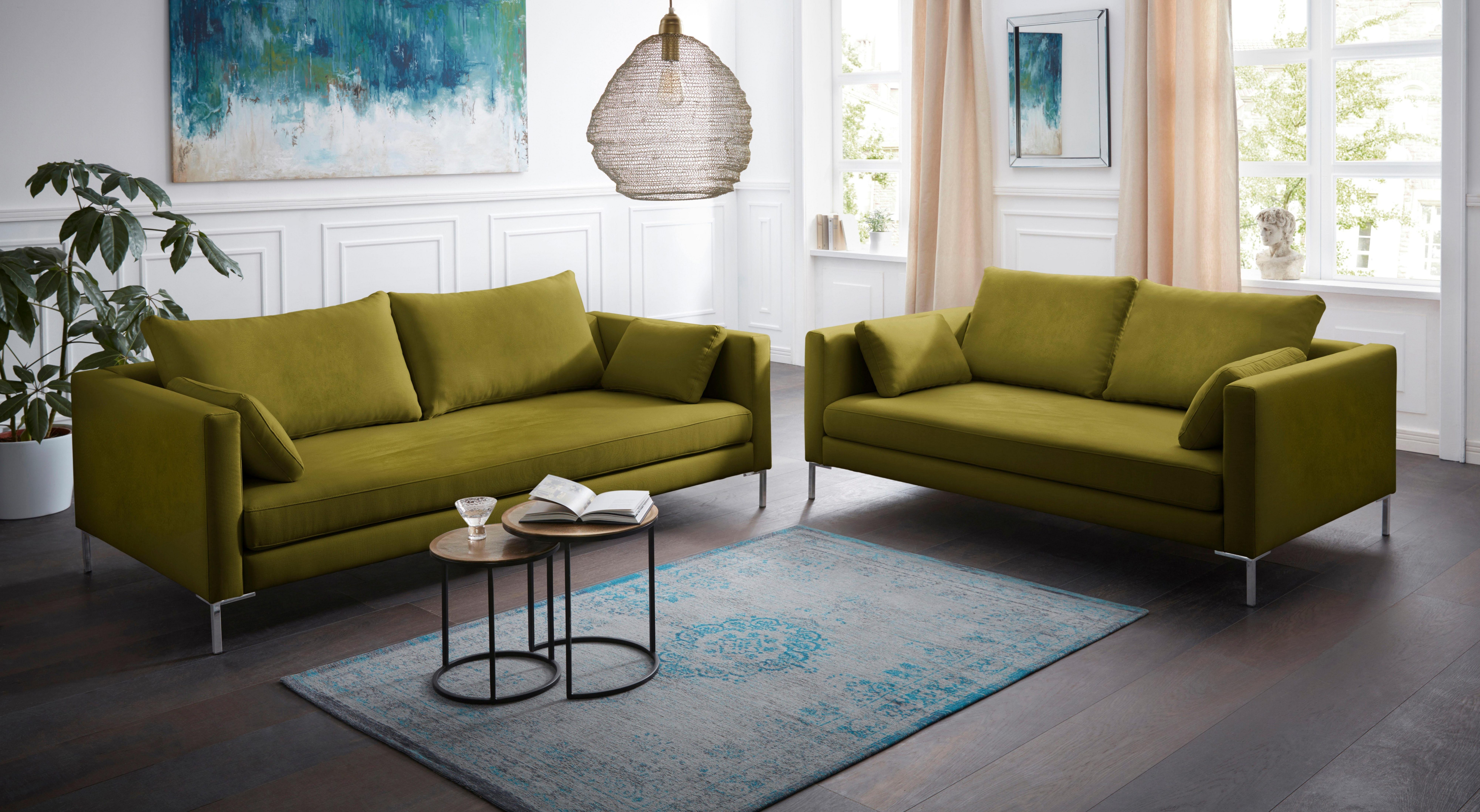 Marinus Sofa 3-Sitzer Samt Metall Grün