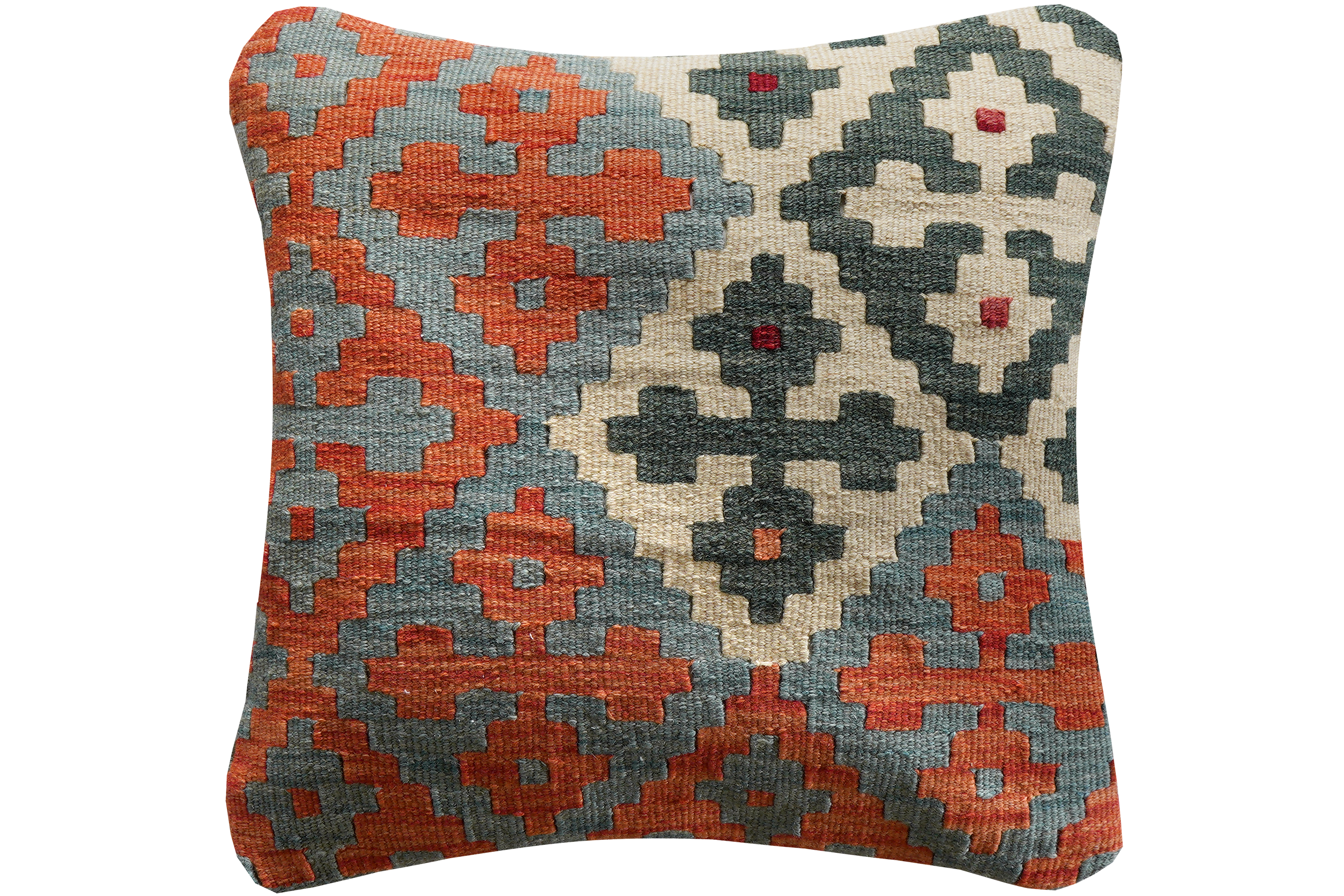 Kelim Kissen Wolle Baumwolle Mehrfarbig