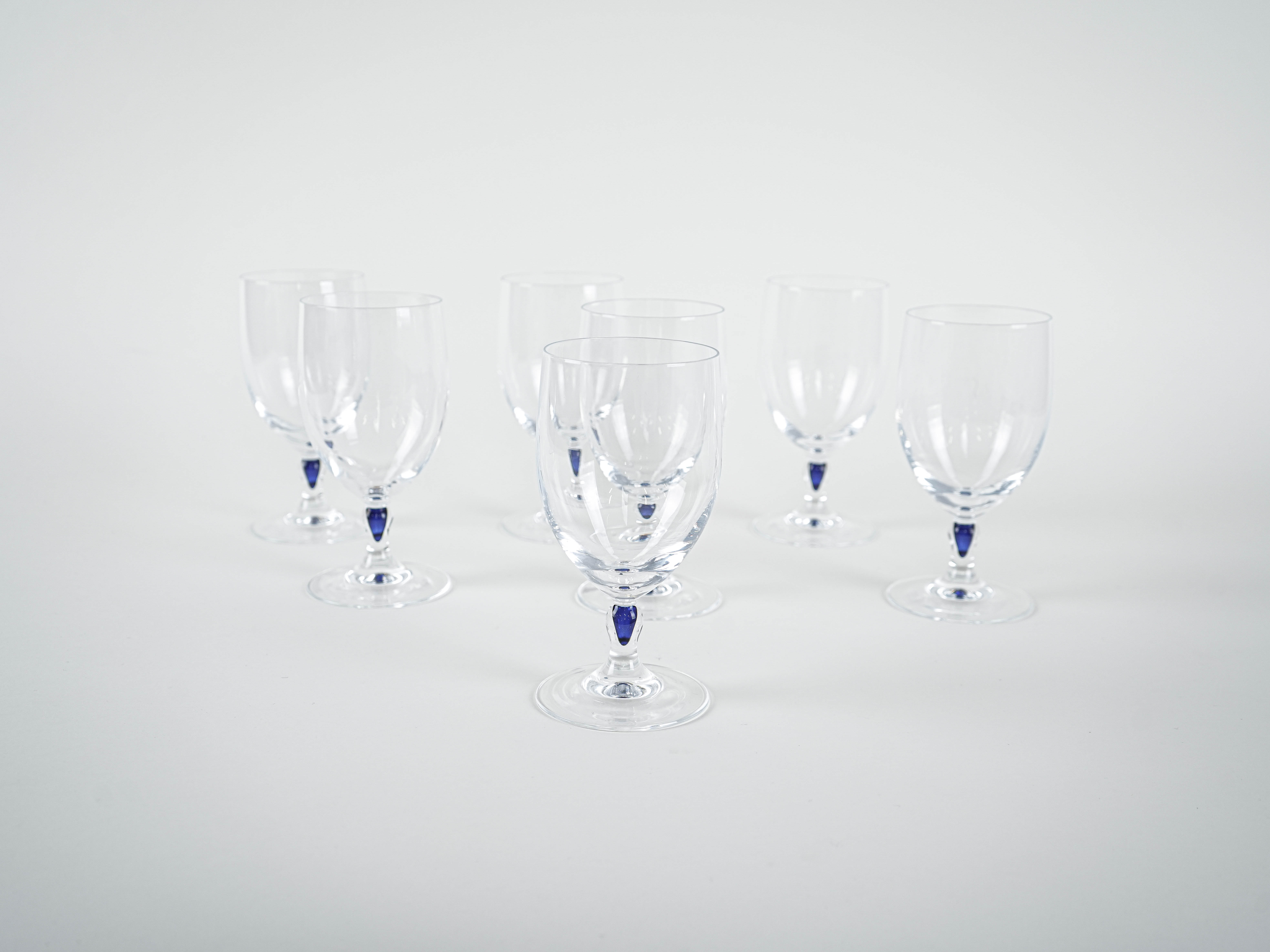 Set Venise Saphir Glasses 1970s Cristal d'Arques