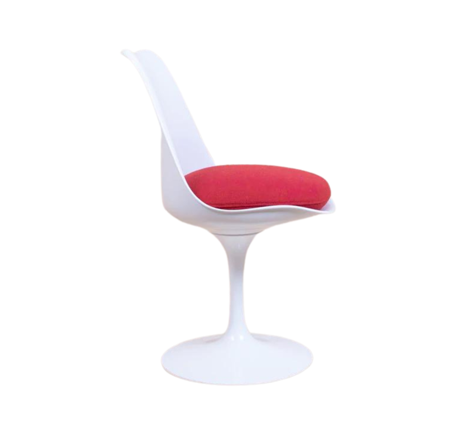 Knoll Tulip Chair Weiß mit rotem Sitzpolster