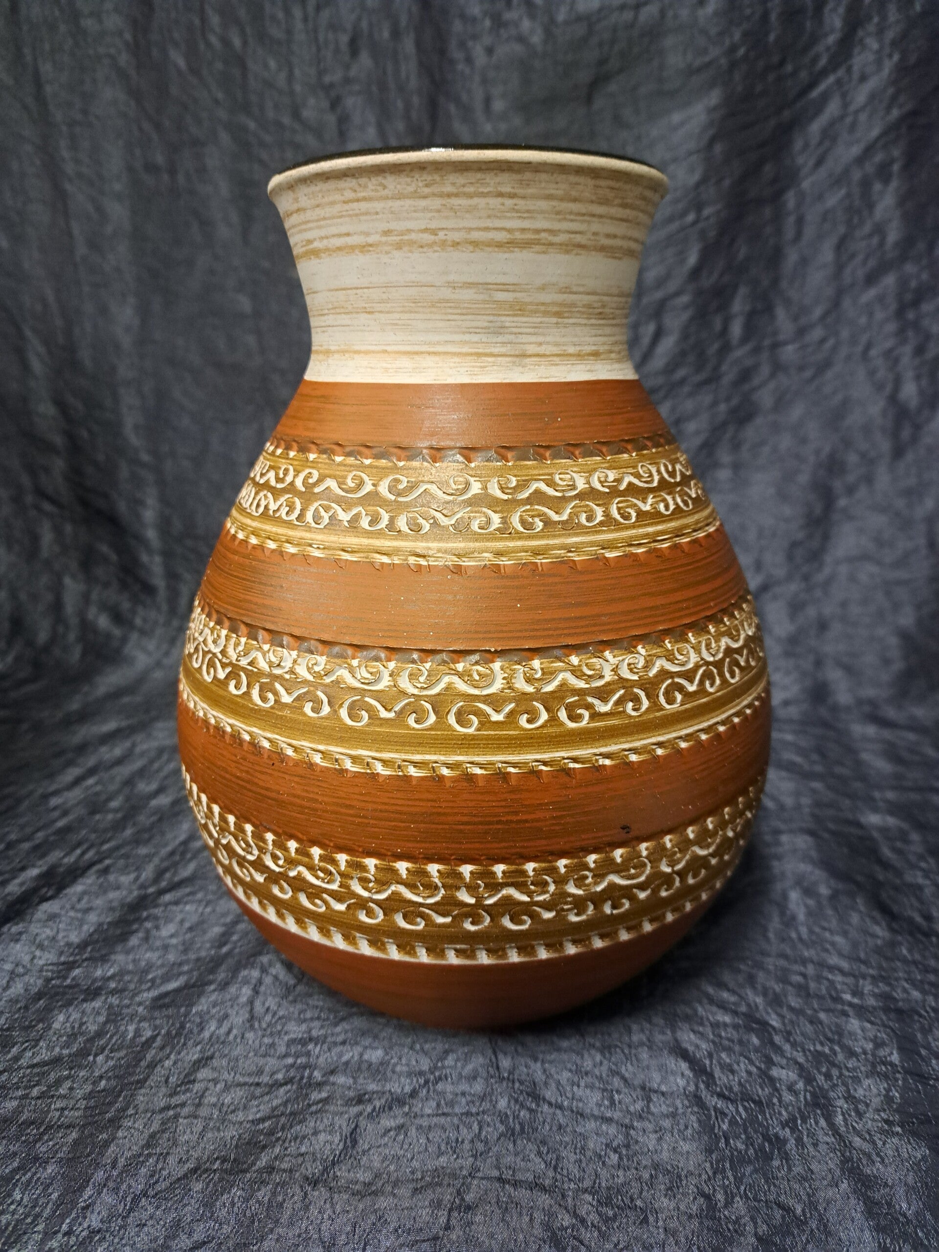 Vintage Vase Keramik Braun Weiß