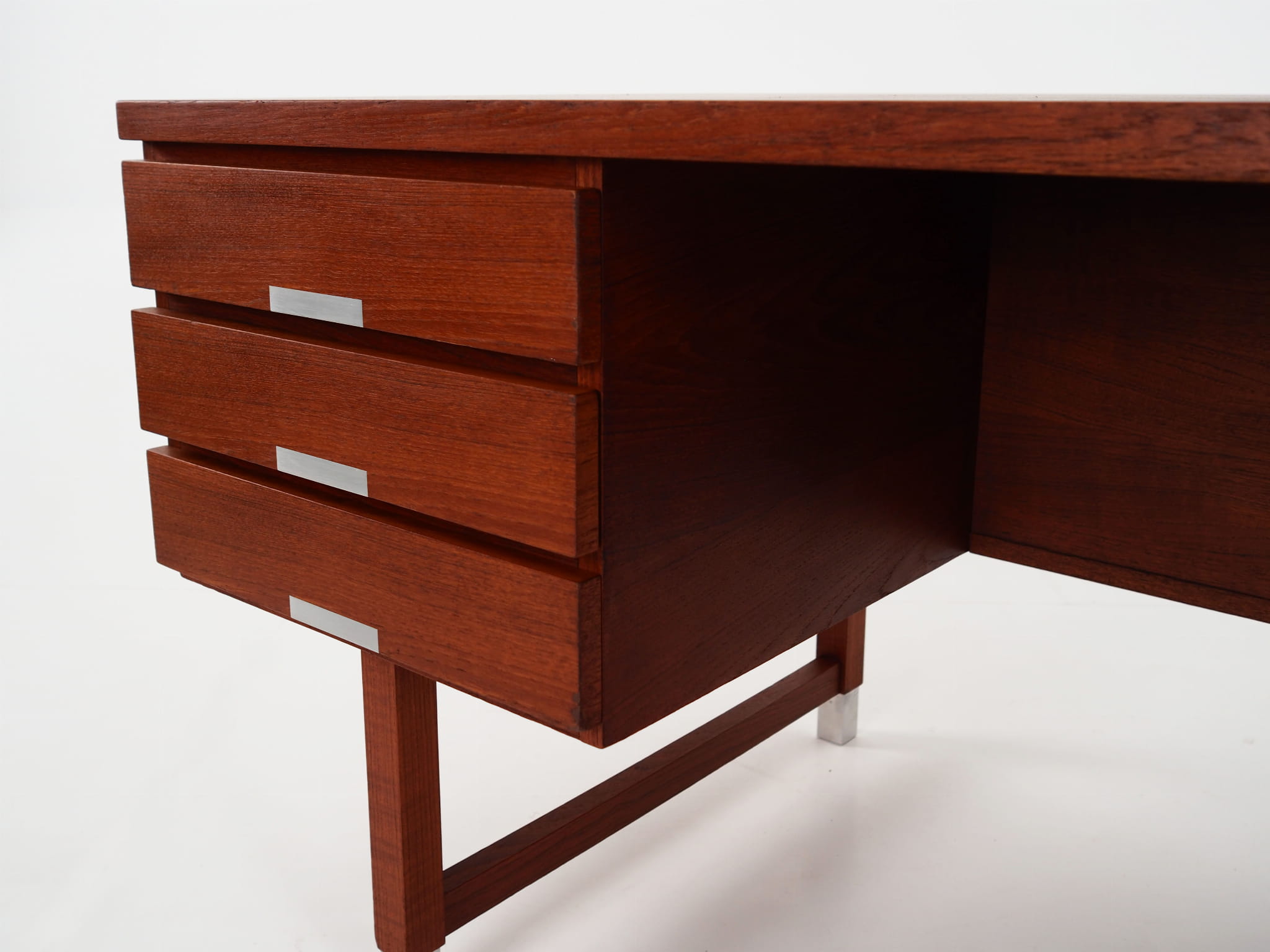 Schreibtisch Teakholz Braun 1970er Jahre