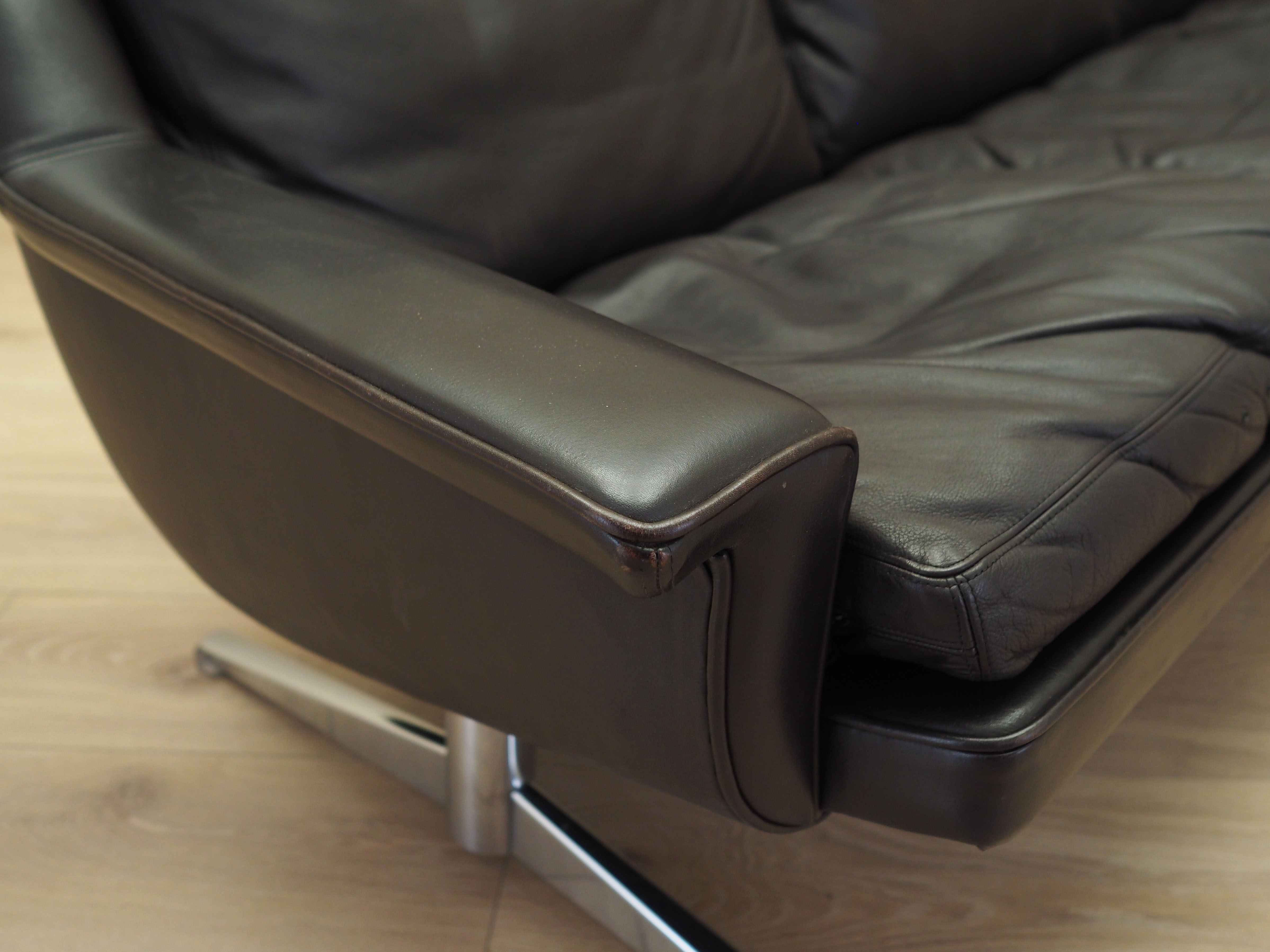 Sofa Leder Braun 1970er Jahre