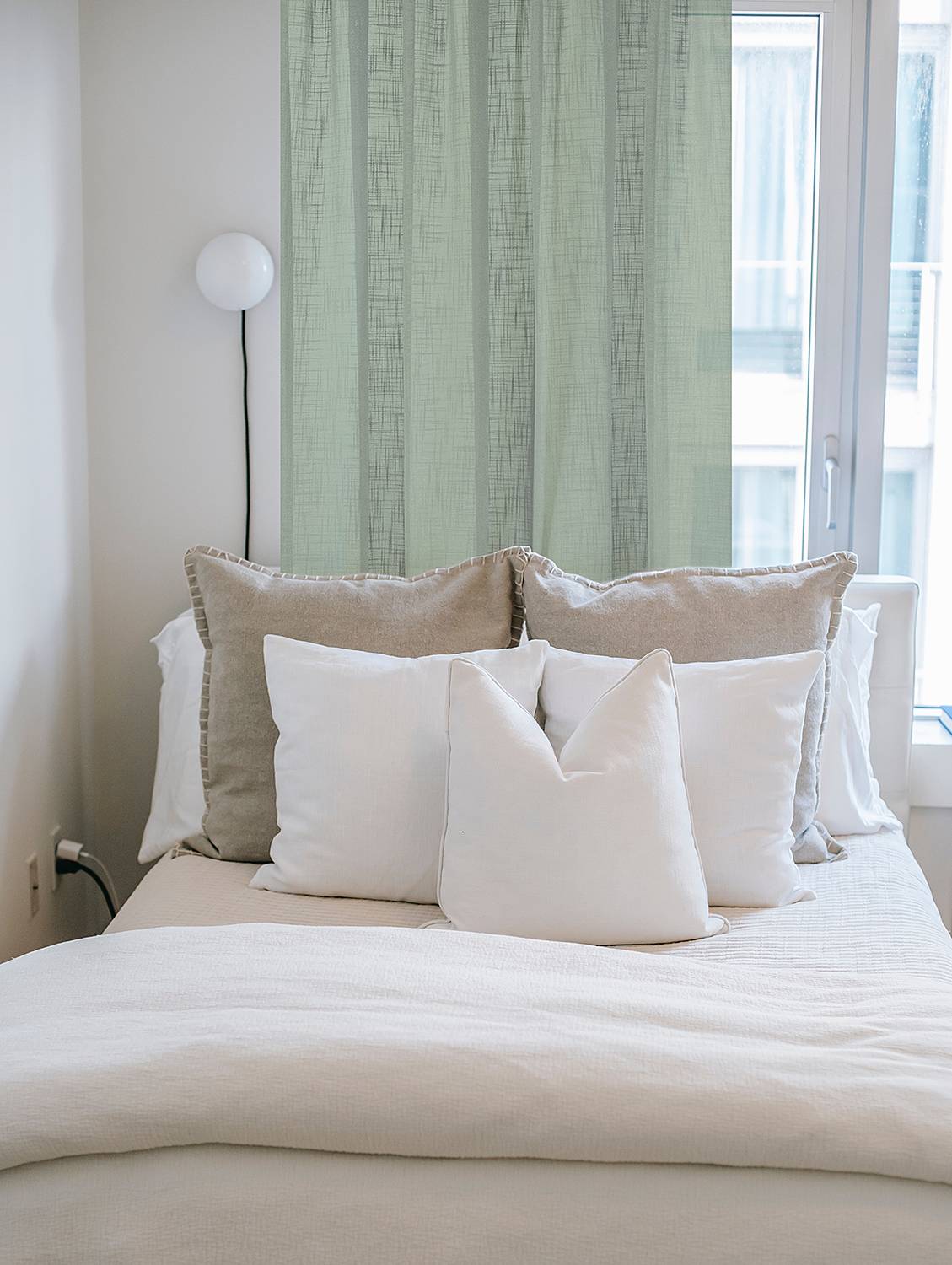 Fertiggardine Softy Polyester Pastellgrün 140 x 225 cm