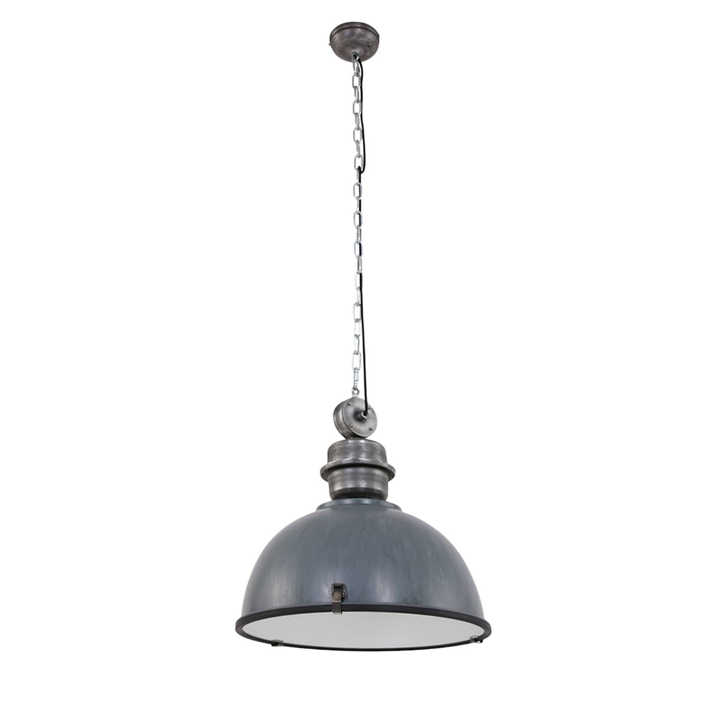 1-Flame Pendant Lamp Bikkel Steel Glass Grey