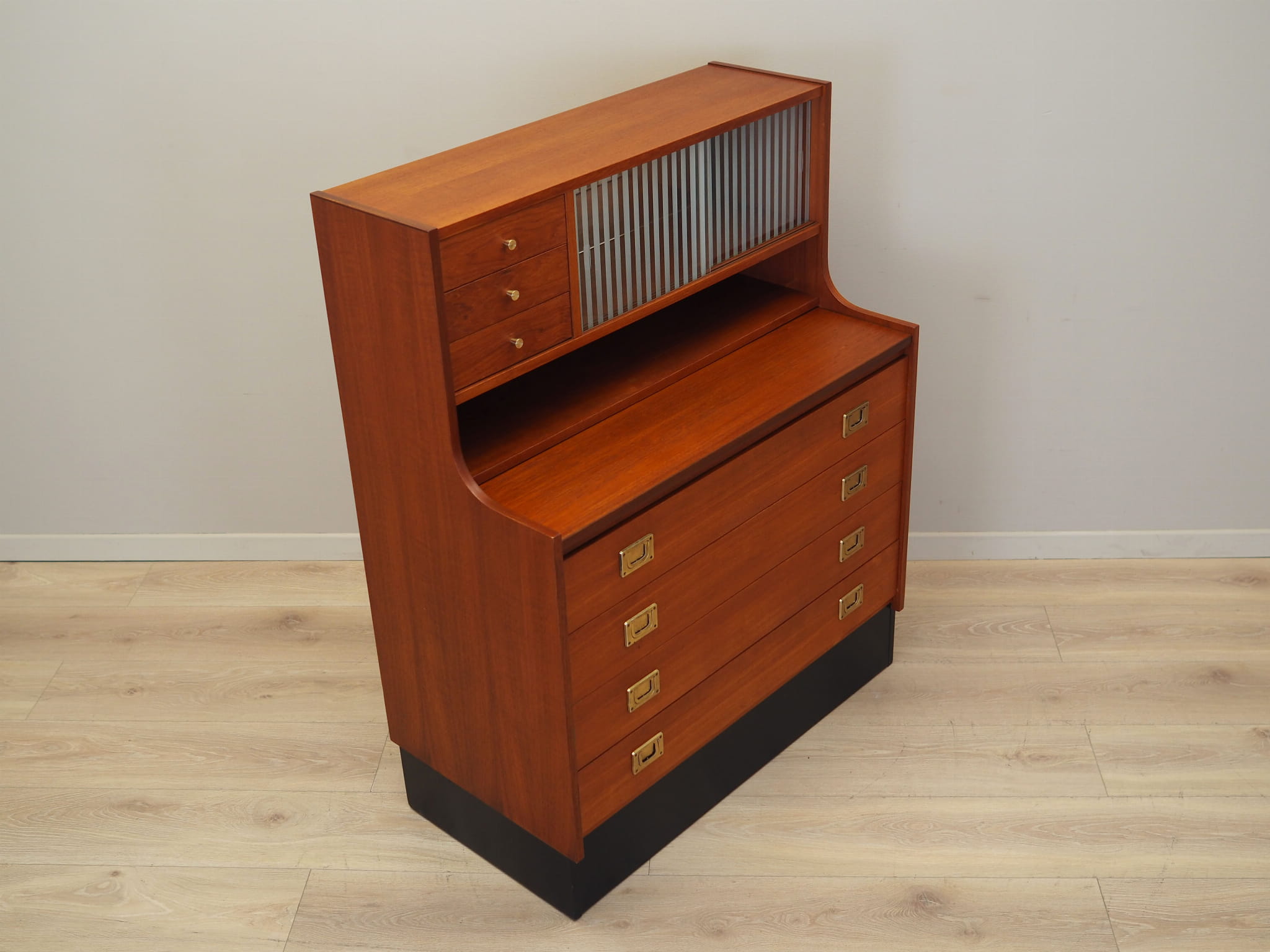 Vintage Sekretär Teakholz Braun 1970er Jahre 