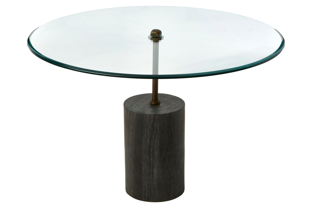 Rany Side Table Marble Glass Black