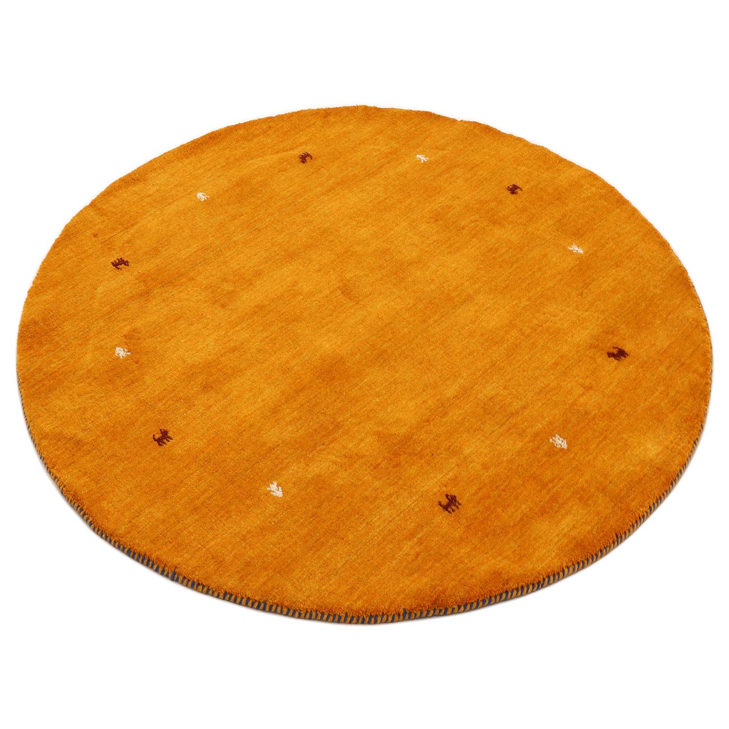 Wollteppich Gabbeh Uni Rund Wolle Orange 150 x 150 cm