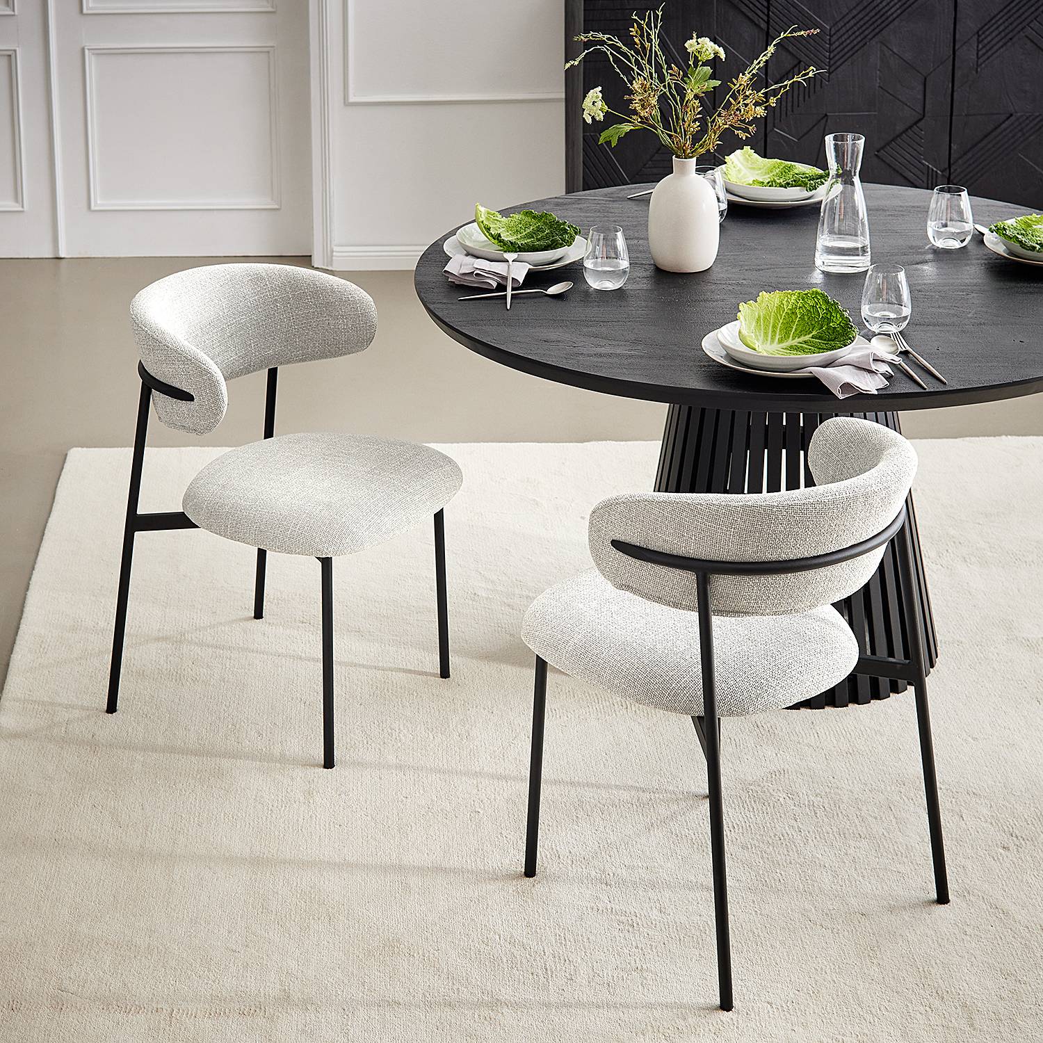 2x Podington Upholstered Chair Light Grey