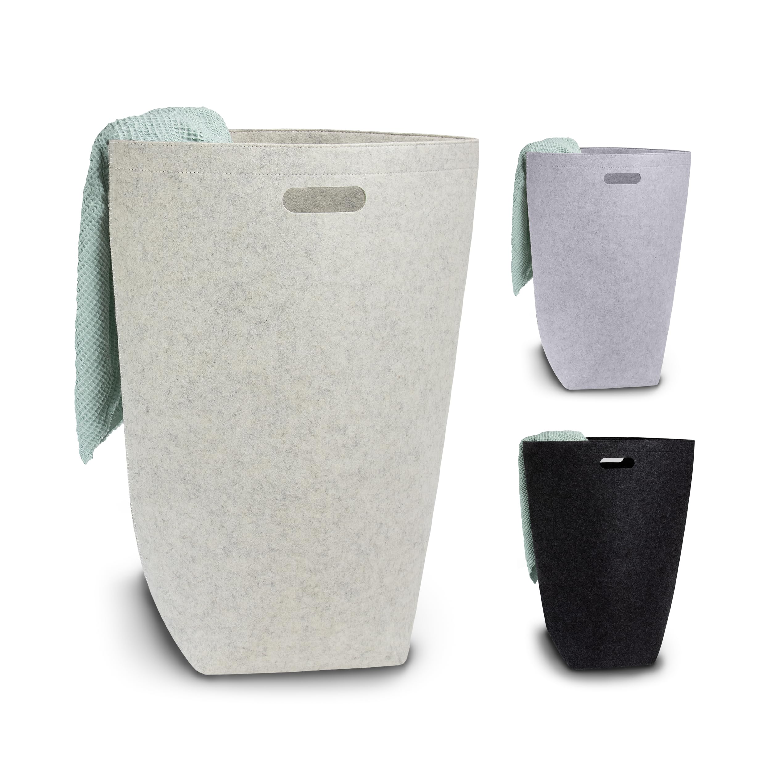 Wäschekorb Filz Beige 80 Liter