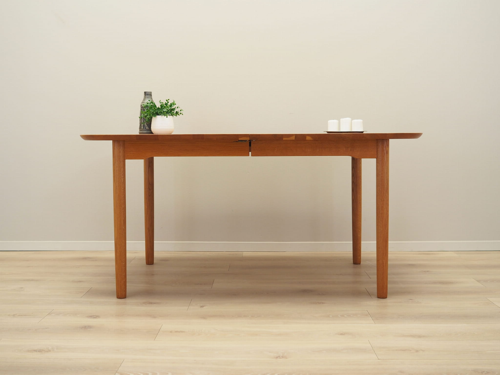Vintage Dining Table Ash Wood Brown 1960s
