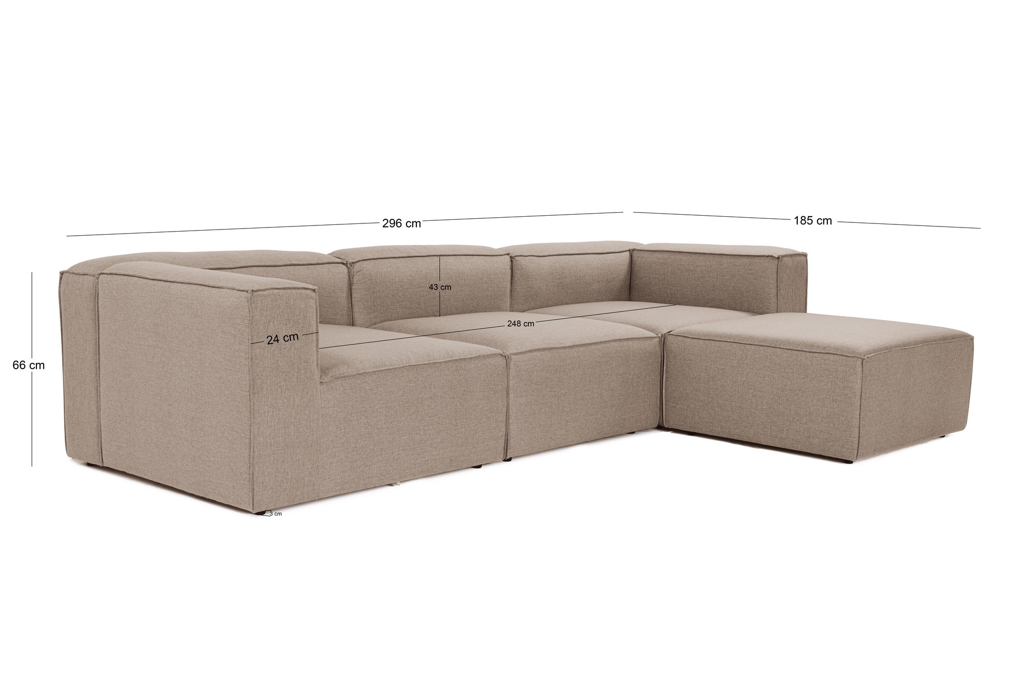 Modernes Sofa Récamiere Rechts Leinen Braun