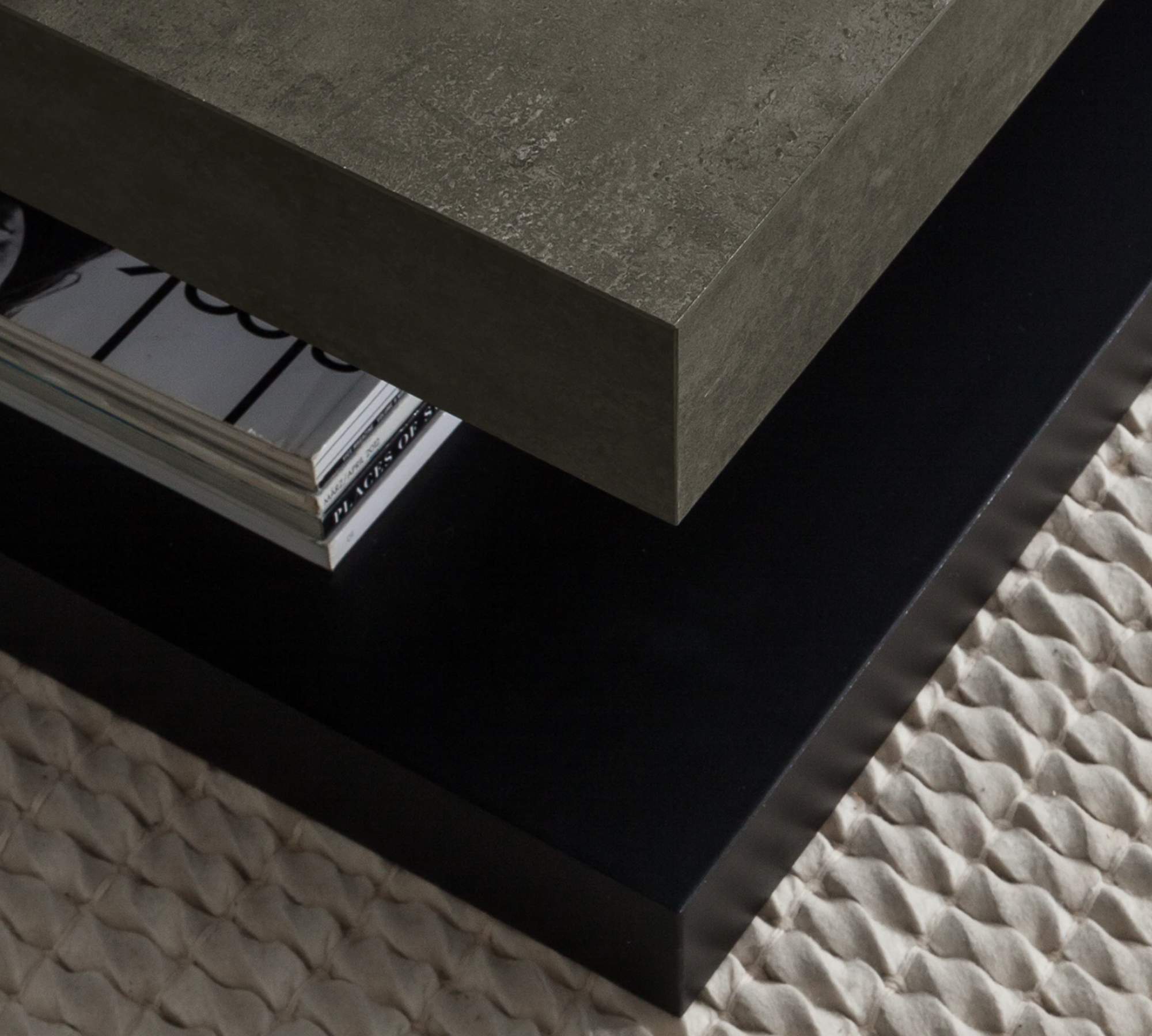 Couchtisch Beton Dekor Wabenplatte Matt Schwarz