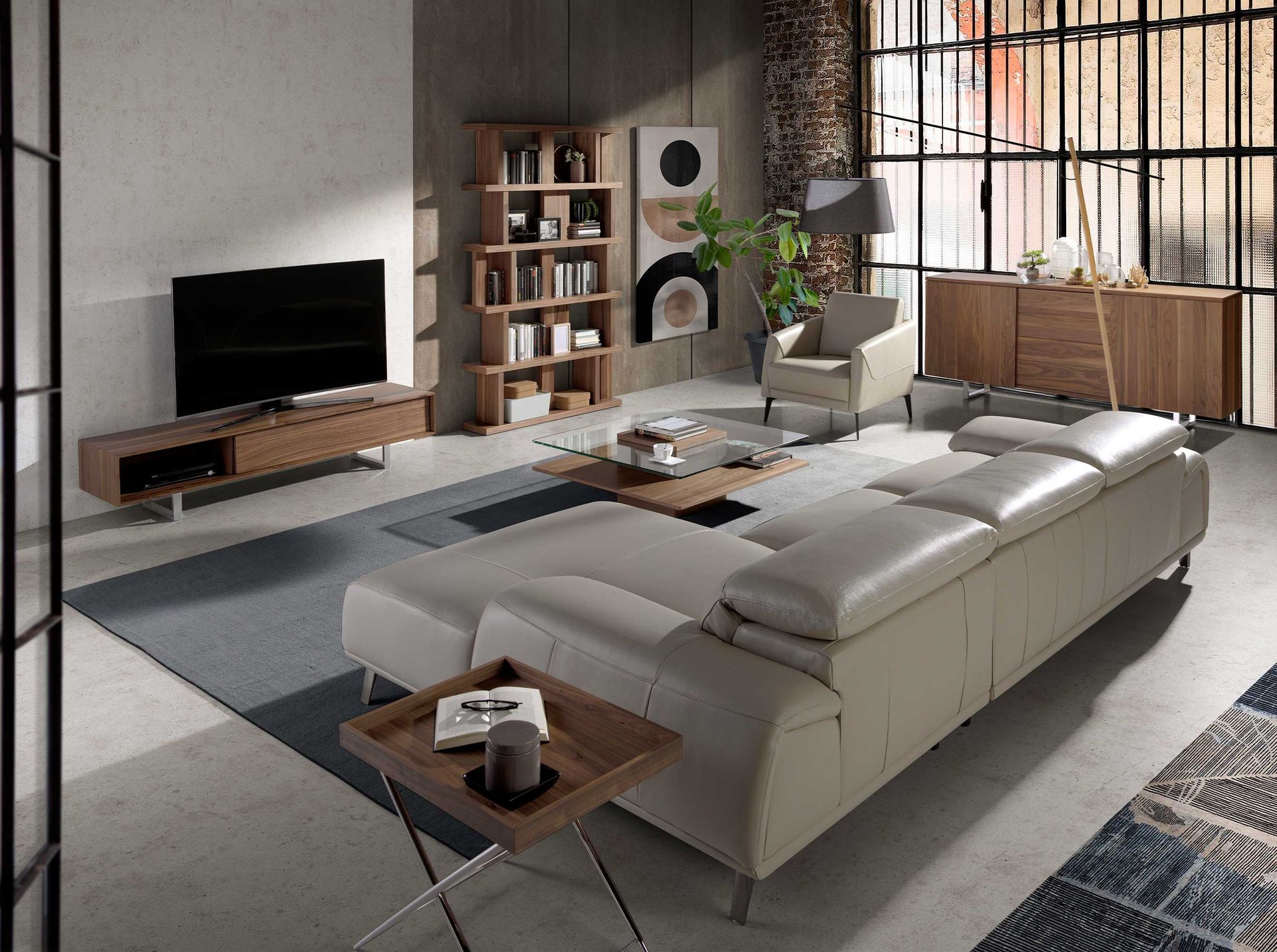 Sideboard Walnut veneer Chrome-plated steel