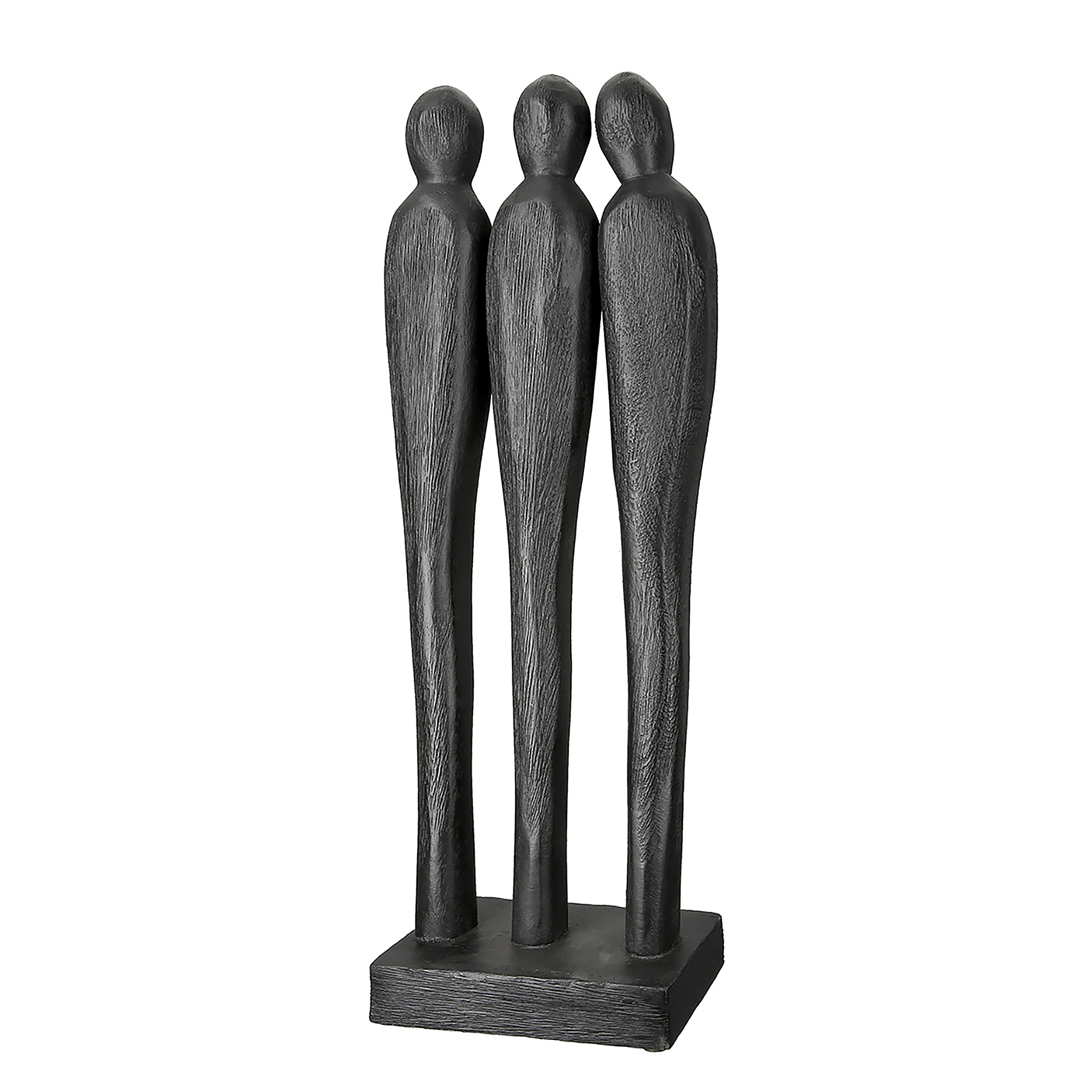 3 People Skulptur Mangoholz Schwarz