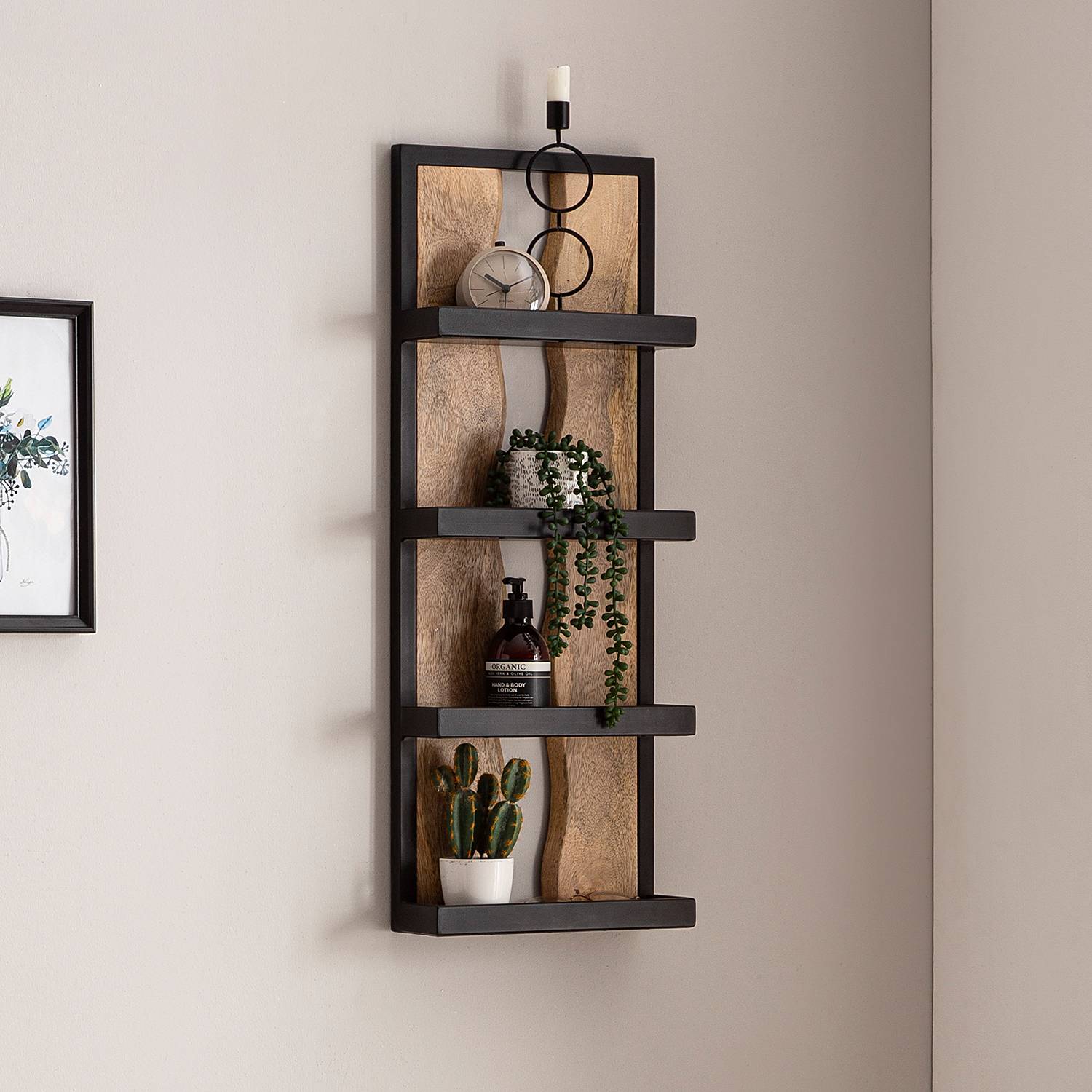 Bindji Wandregal Metall Mangoholz