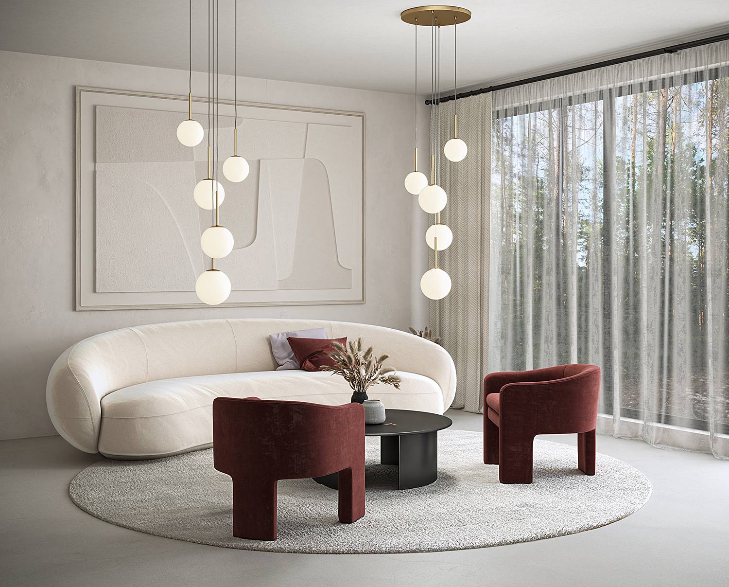 Basicform Typ G Pendelleuchte Milchglas Mischmetall