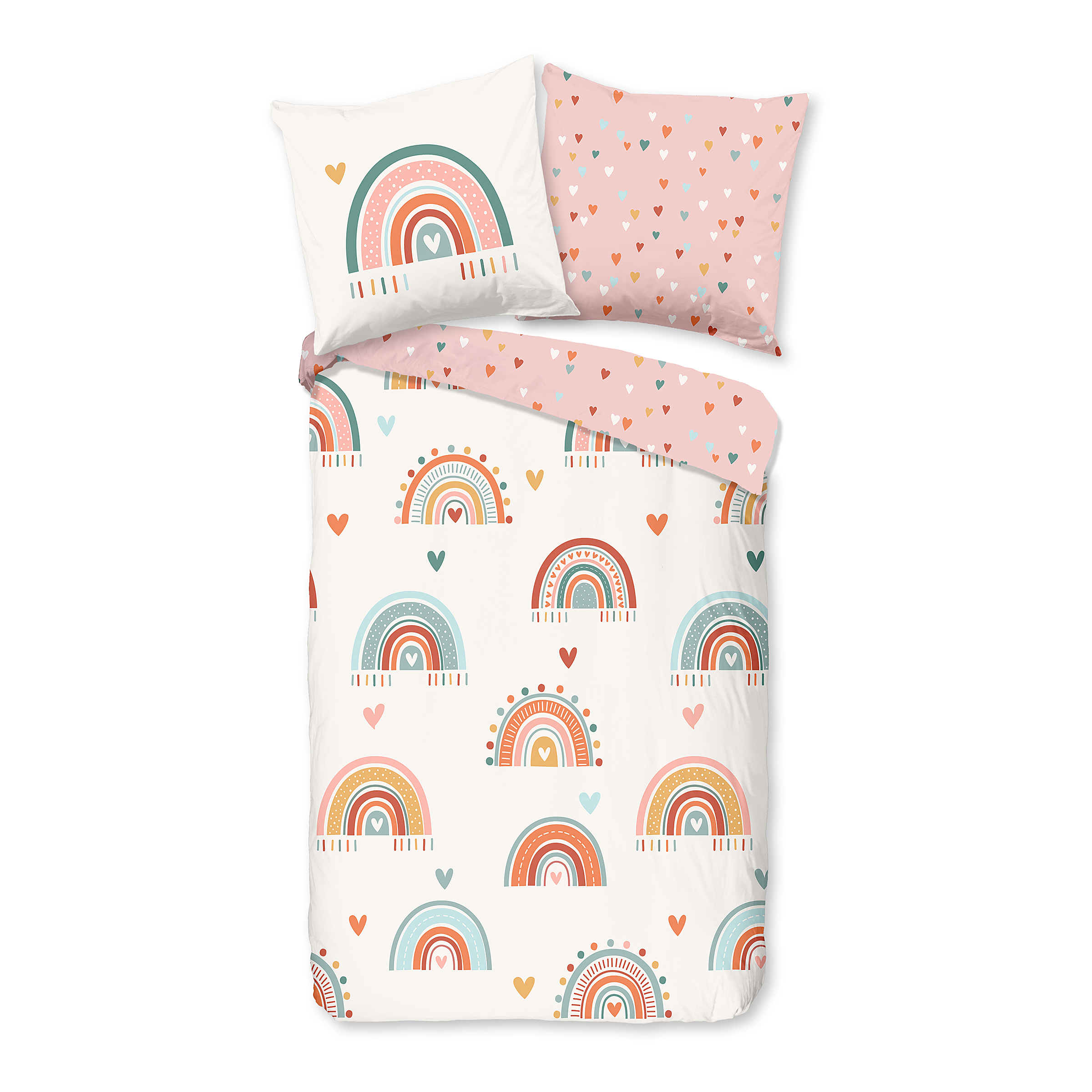 Kinderbettwäsche Renforcé Pink 135 x 200 Kissen 80 x 80