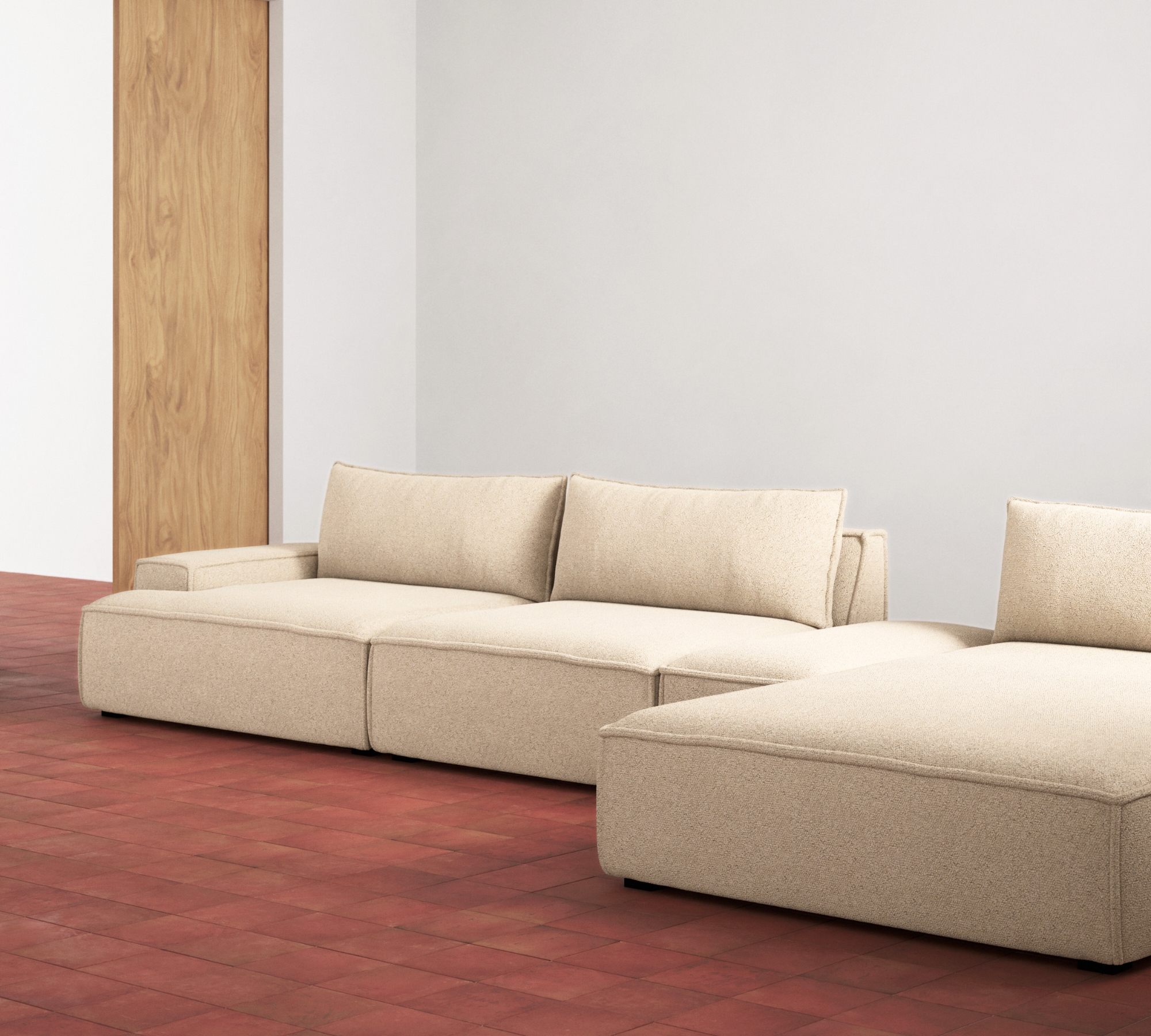 Daphne 1-seater chaise longue Left Moonlight Sand