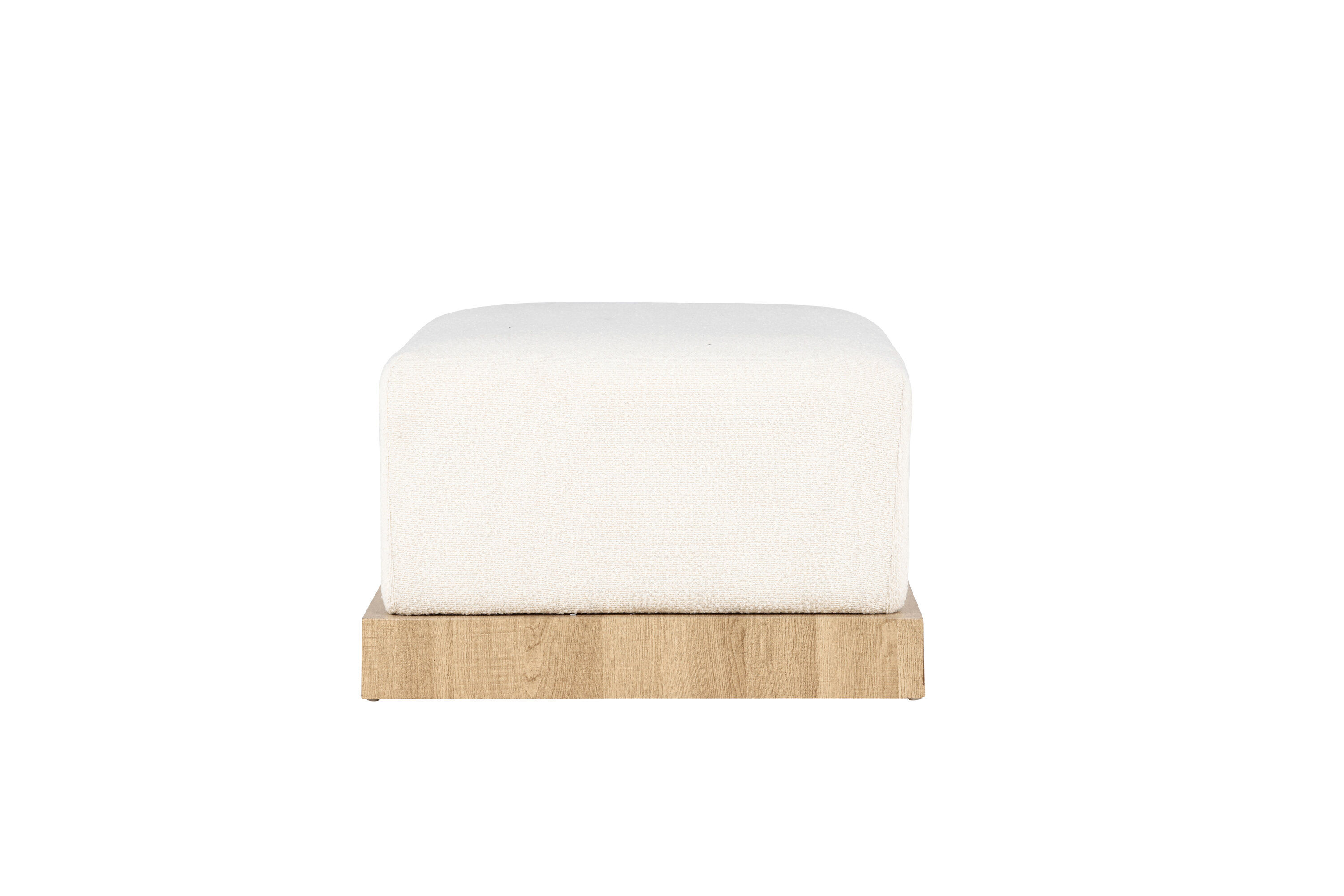 Ivy Ottoman Holzoptik Bouclé Weiß