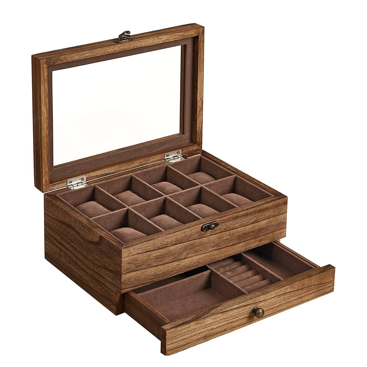 Watch Box Tosside Paulownia Velvet Brown