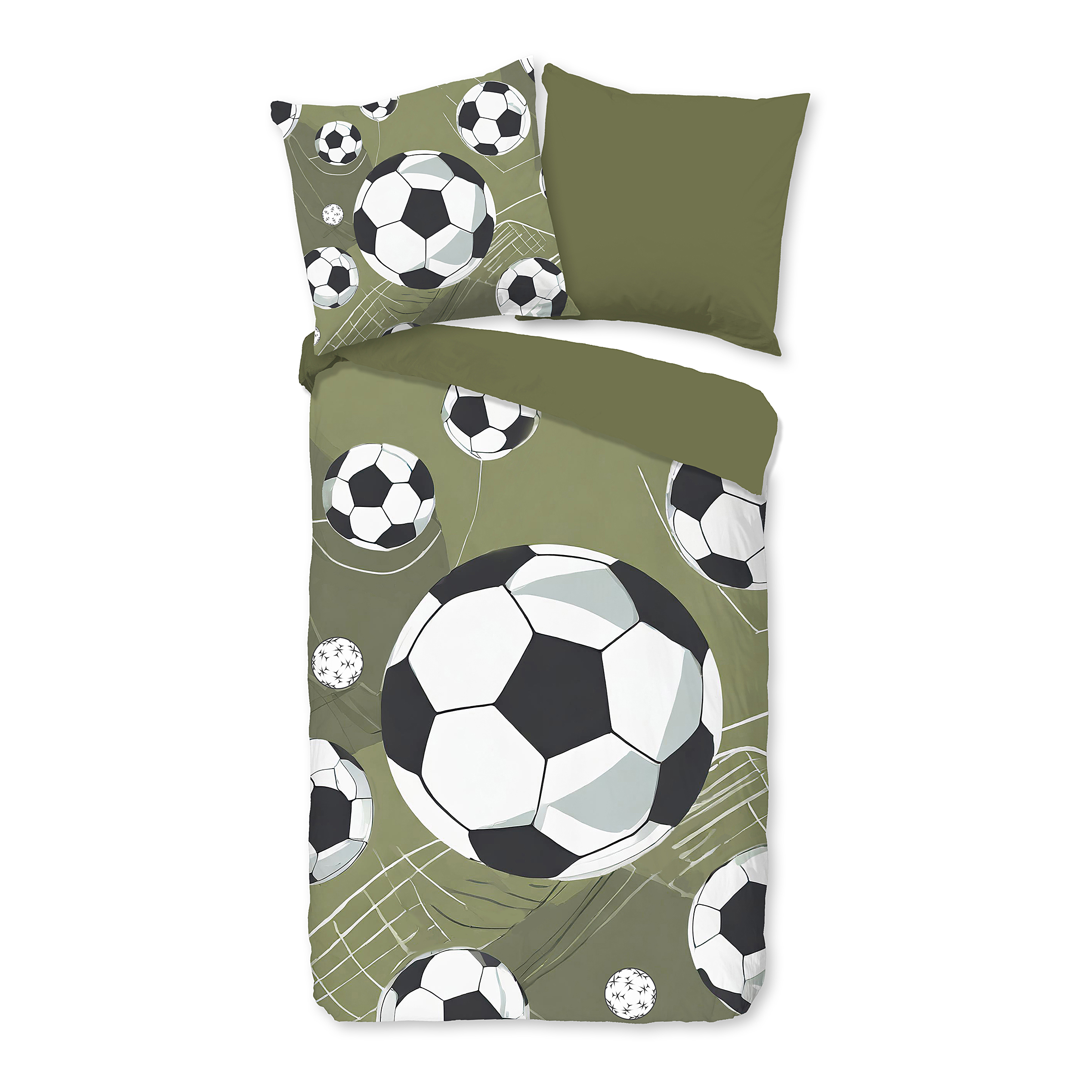 Kinderbettwäsche Microfaser Grün 135x200cm Kissen 80x80cm