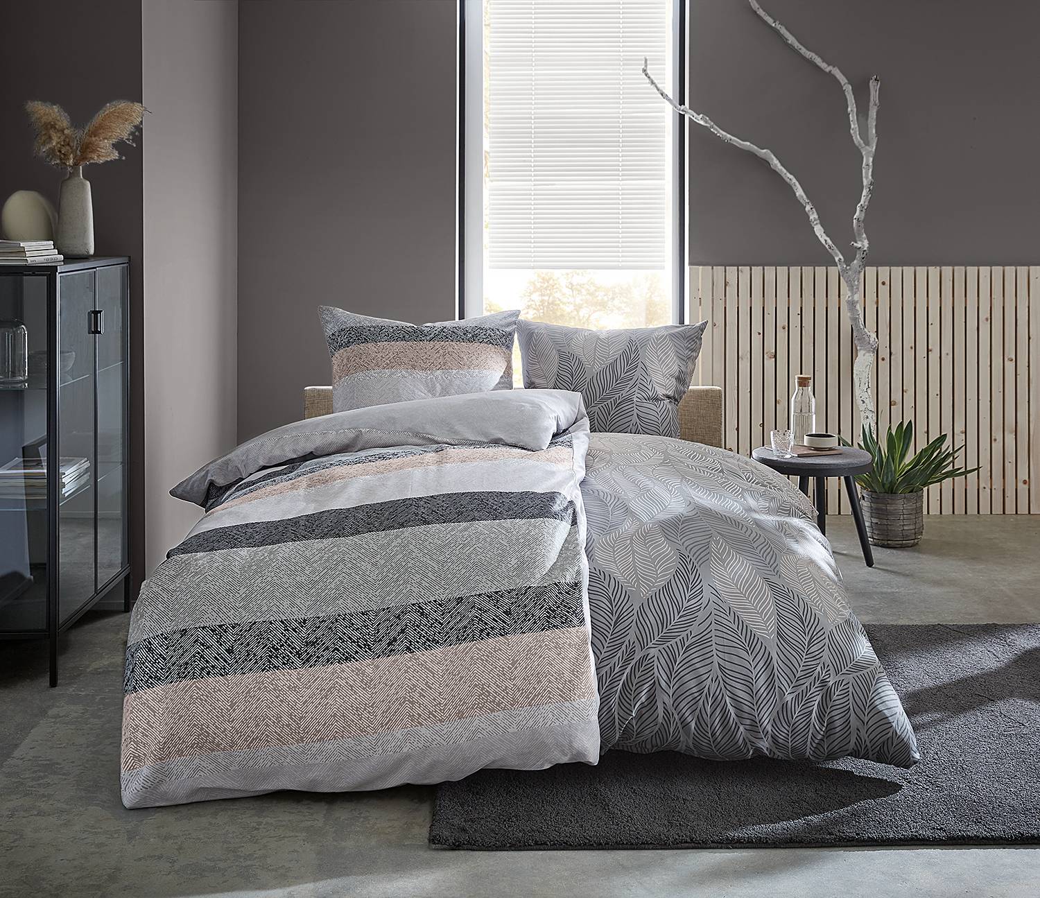 Mako Satin Bed Linen Jamiro Cotton Grey 155 x 220 cm
