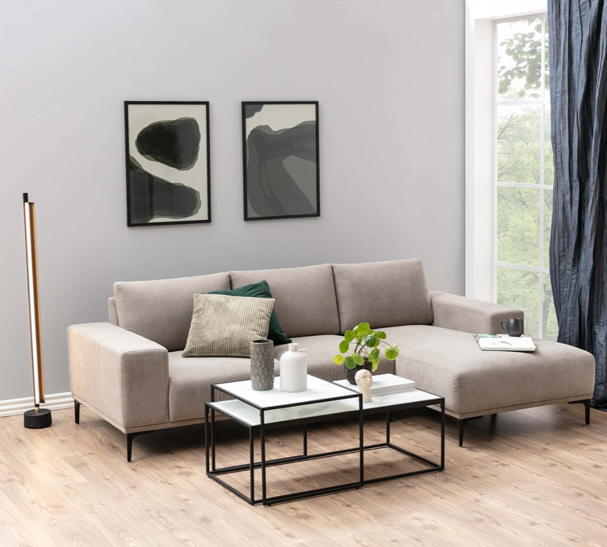 2x Couchtisch Glas Metall Weiß Schwarz