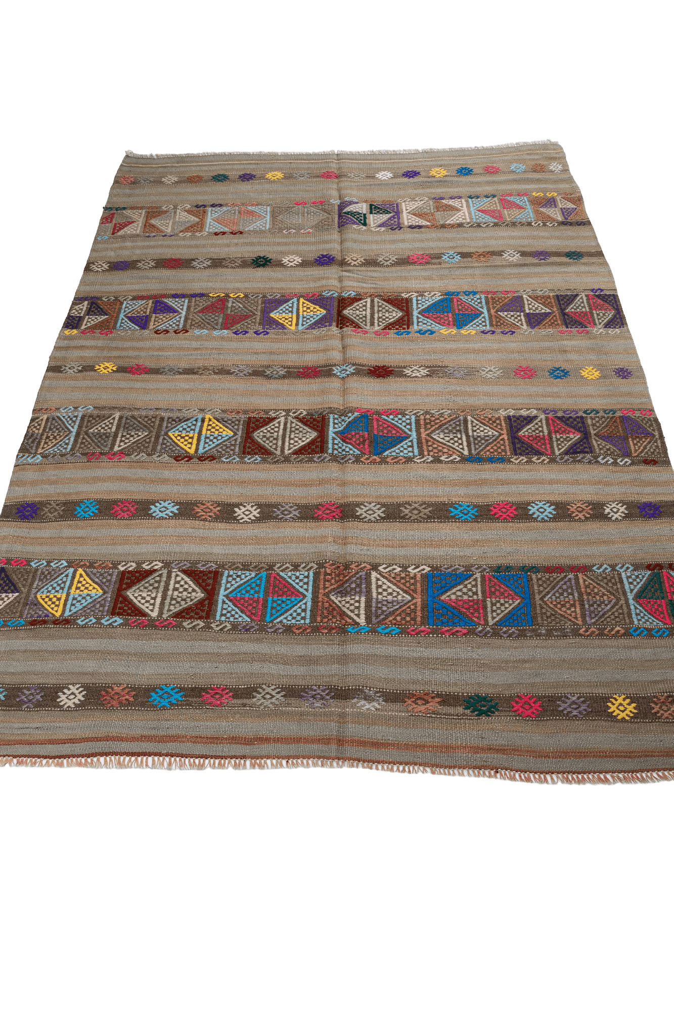 Vintage Kilim Teppich Wolle Mehrfarbig
