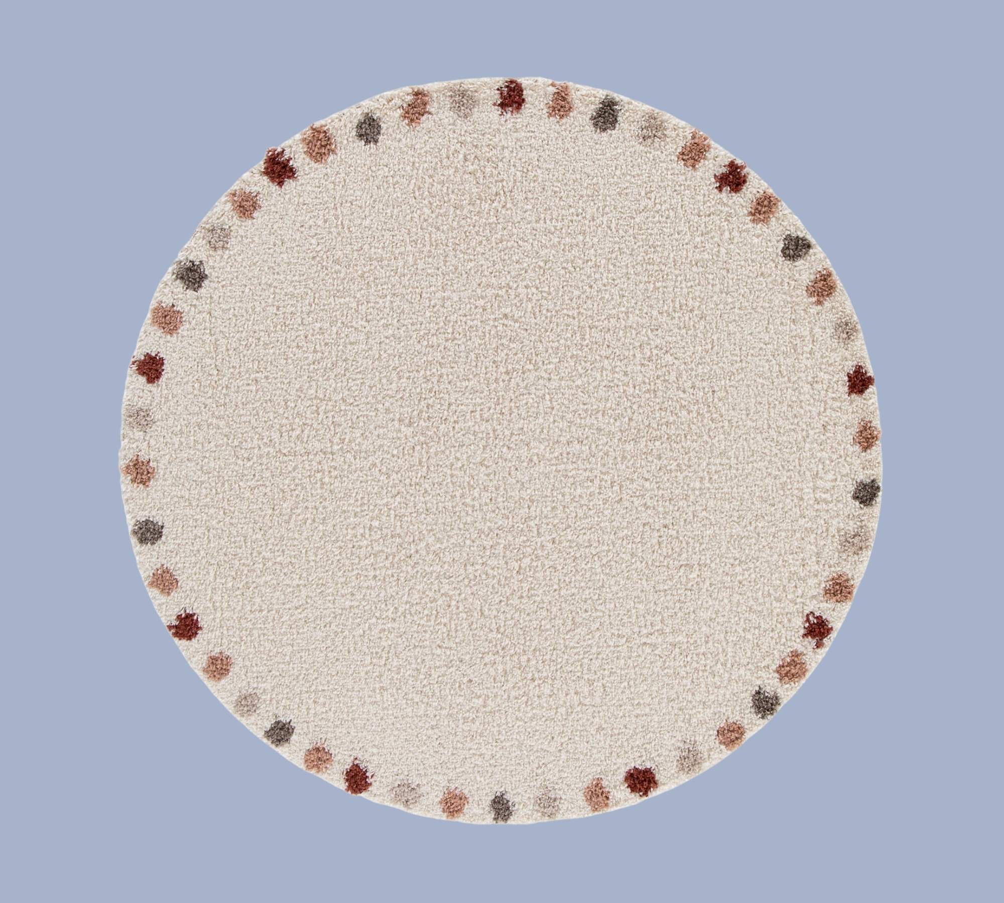 Runder Hochflorteppich Beige
