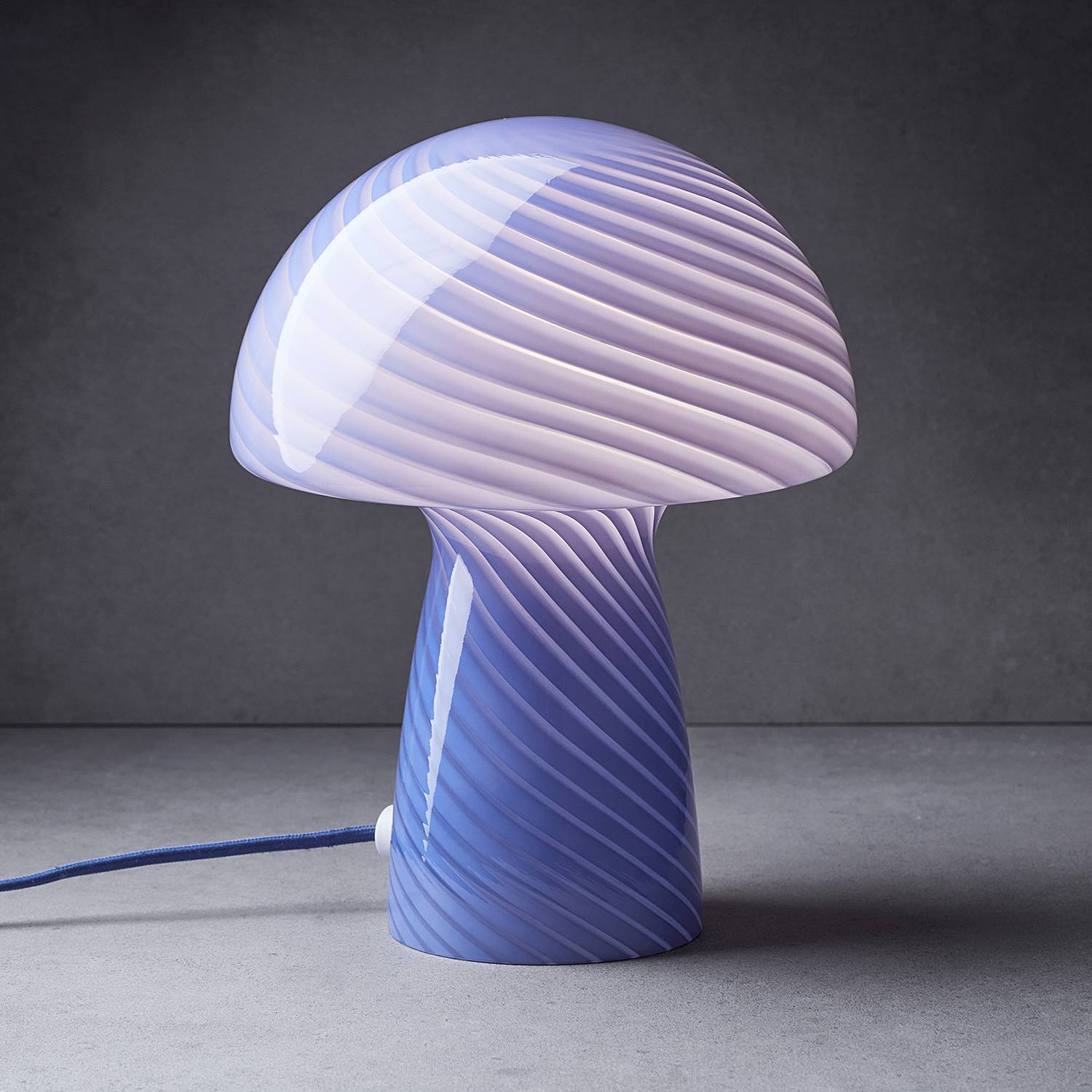 FUNGI TOWN Tischleuchte Farbglas Blau