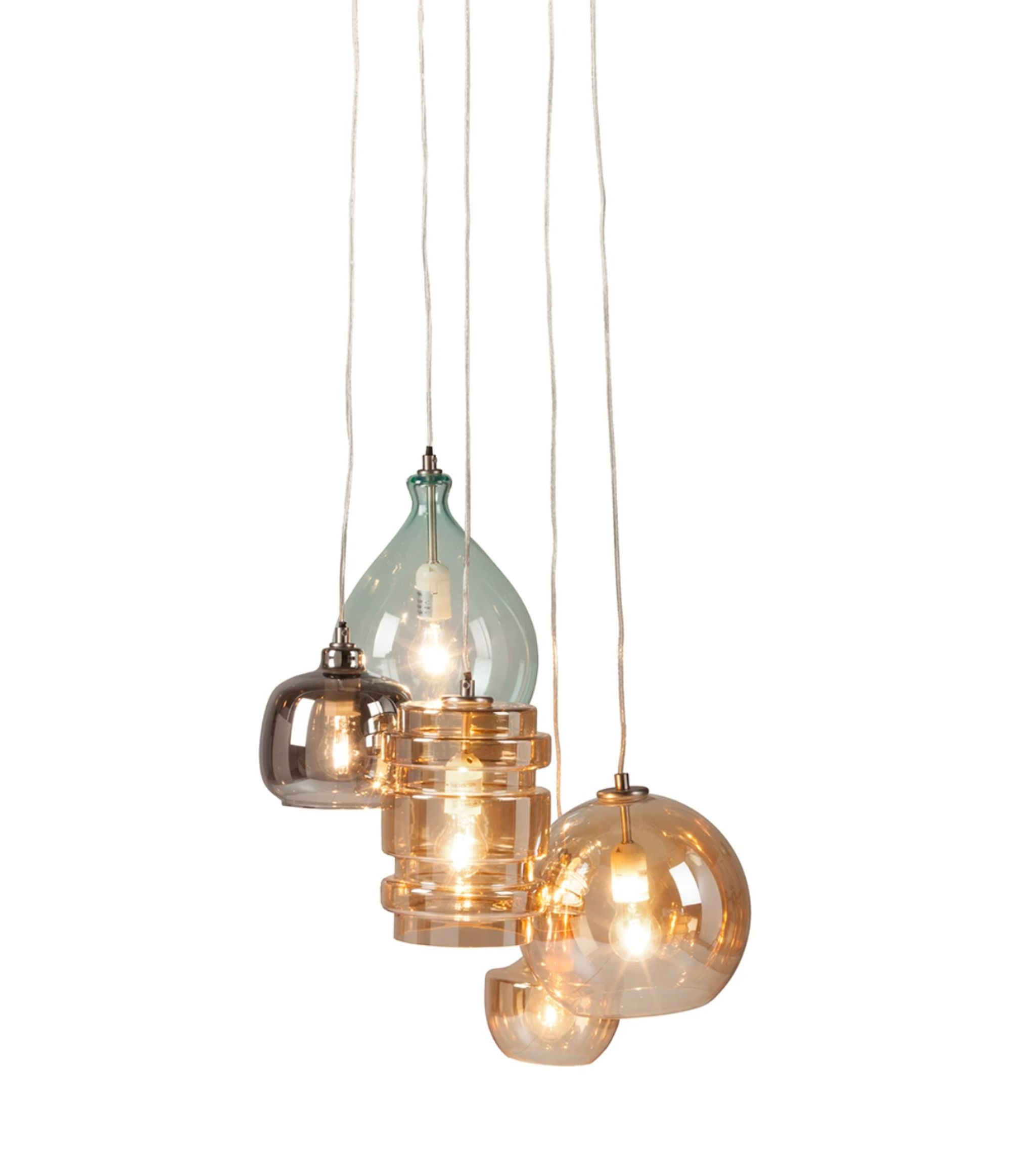 Pendant lamp Brooklyn II Metal / Glass 5-flame