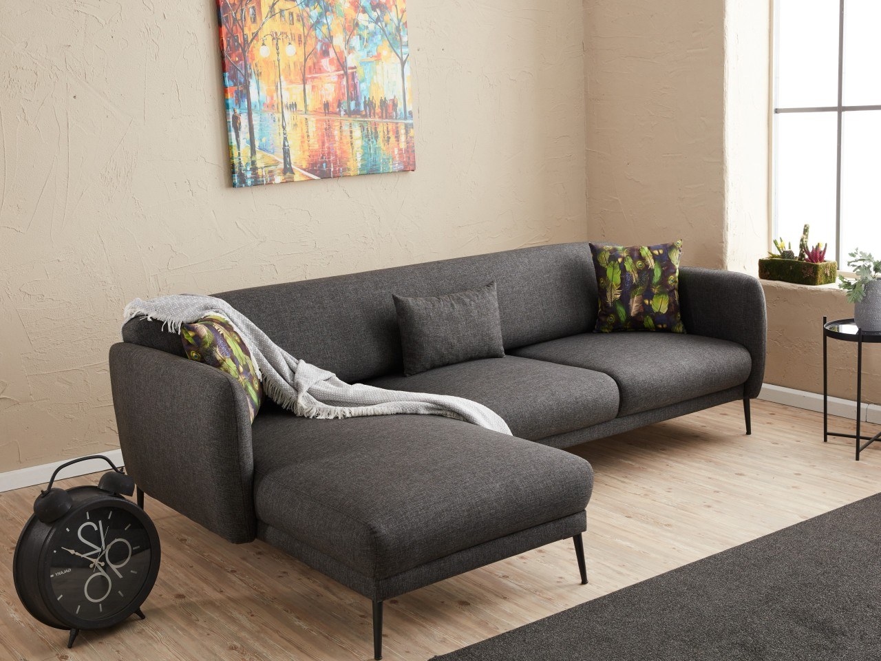 Venus Sofa Récamiere Links Anthrazit