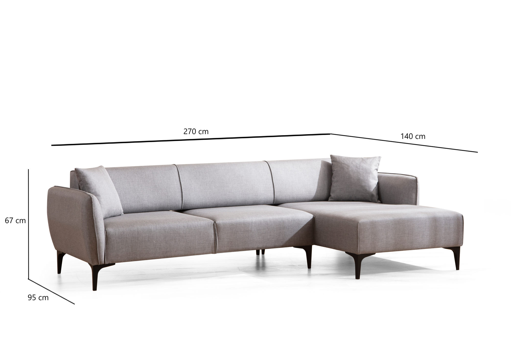 Belissimo Corner Sofa Right Grey