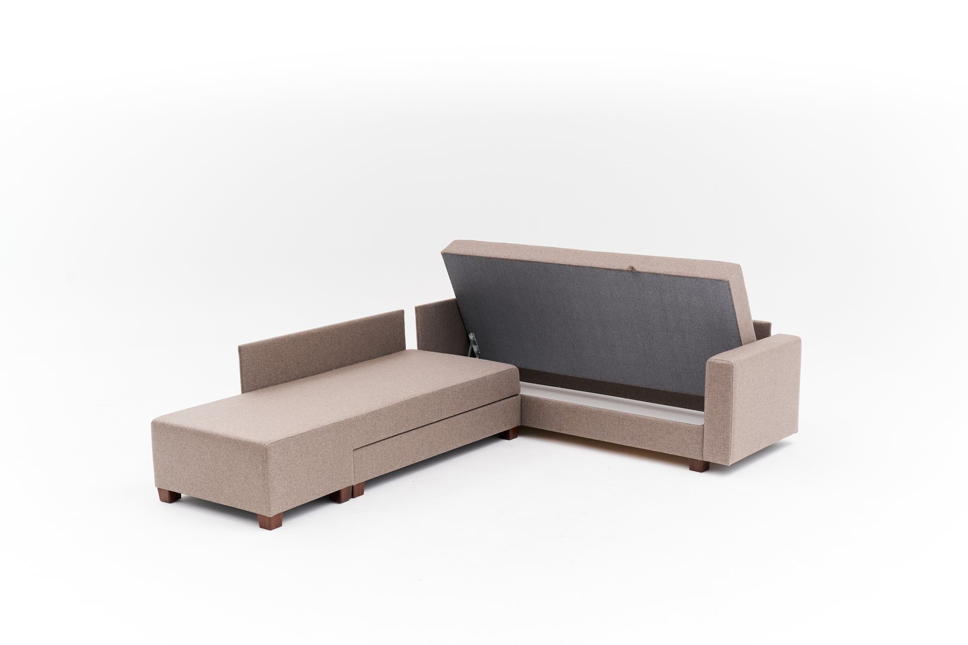 Aly Schlafsofa Récamiere Links Baumwolle Braun