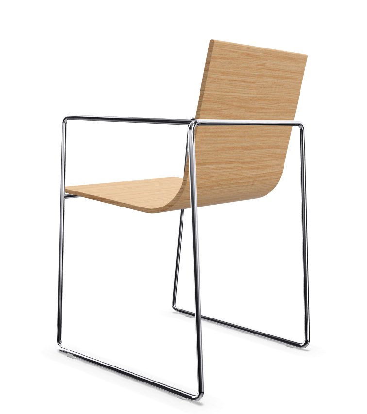 Lineal Armlehnstuhl Holz Aluminium Natur