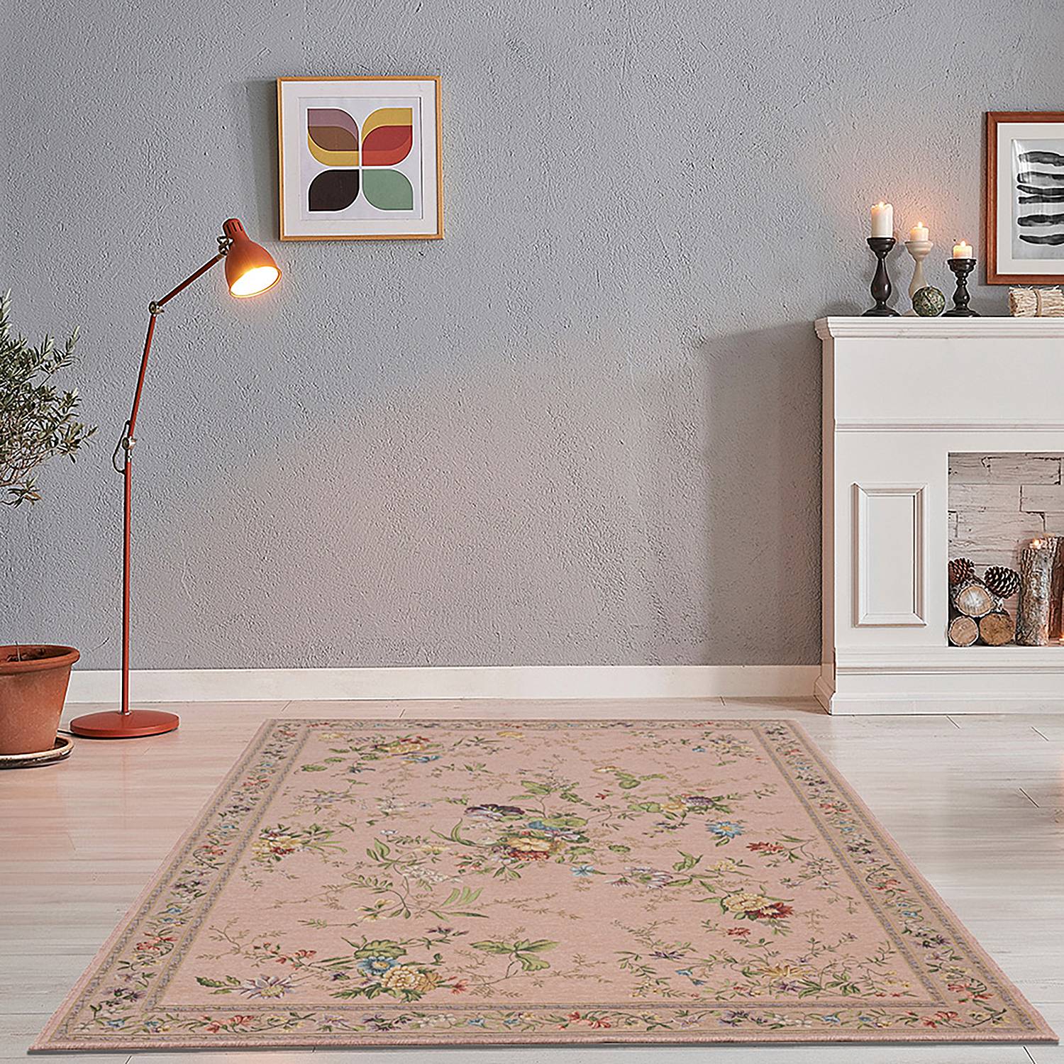 Flomi Sagrini Kurzflorteppich Mischgewebe Rosa 60 x 90 cm