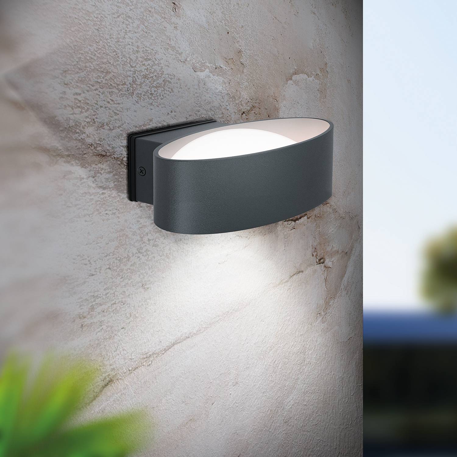 1-Flammig LED-Wandleuchte Chinoa Polycarbonat Aluminium Grau