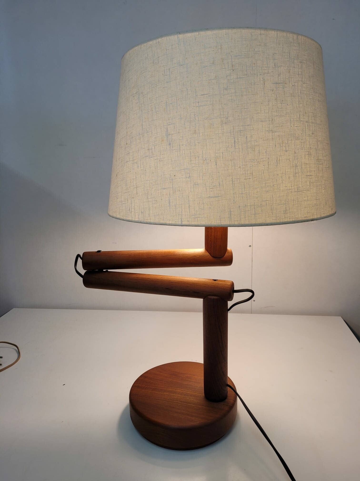 Vintage Tischlampe Teakholz Natur 60er Jahre 