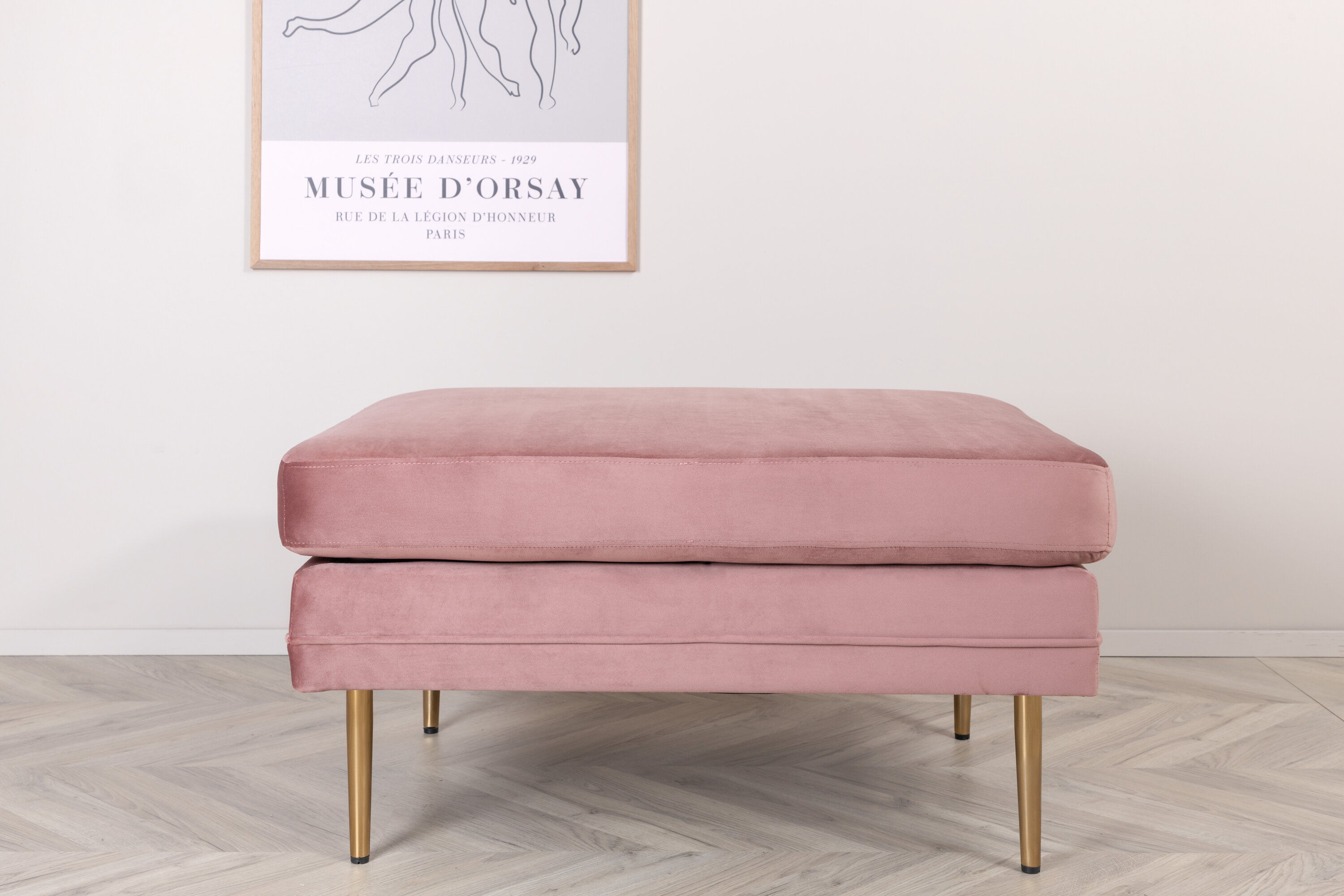 Boom Ottoman Brass Velvet Pink