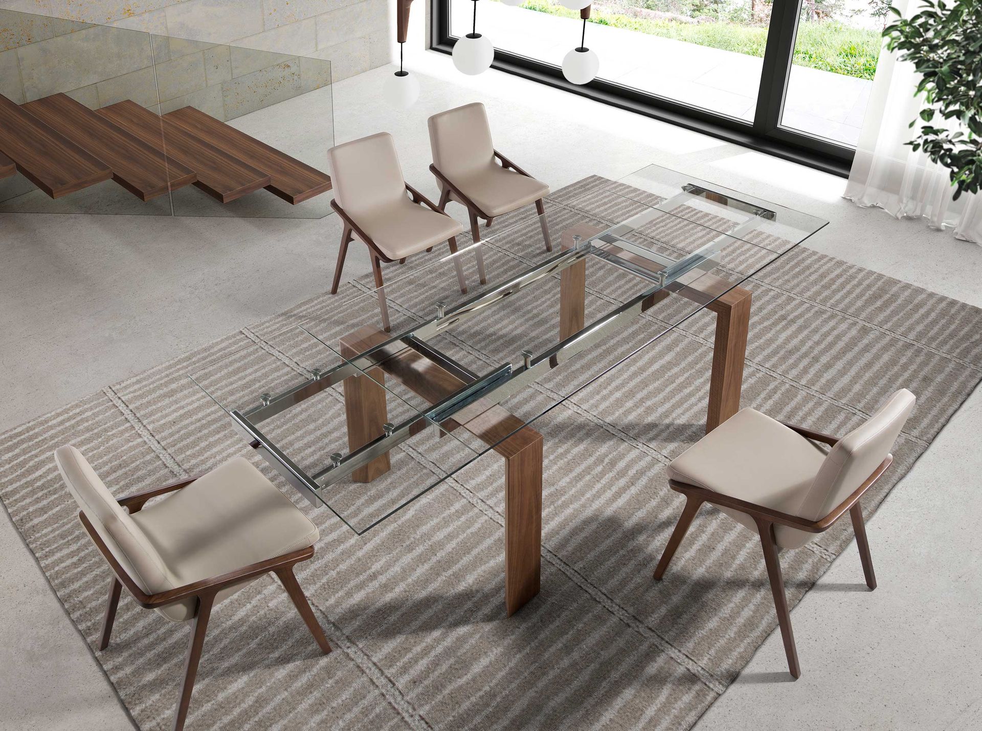Dining table glass brown
