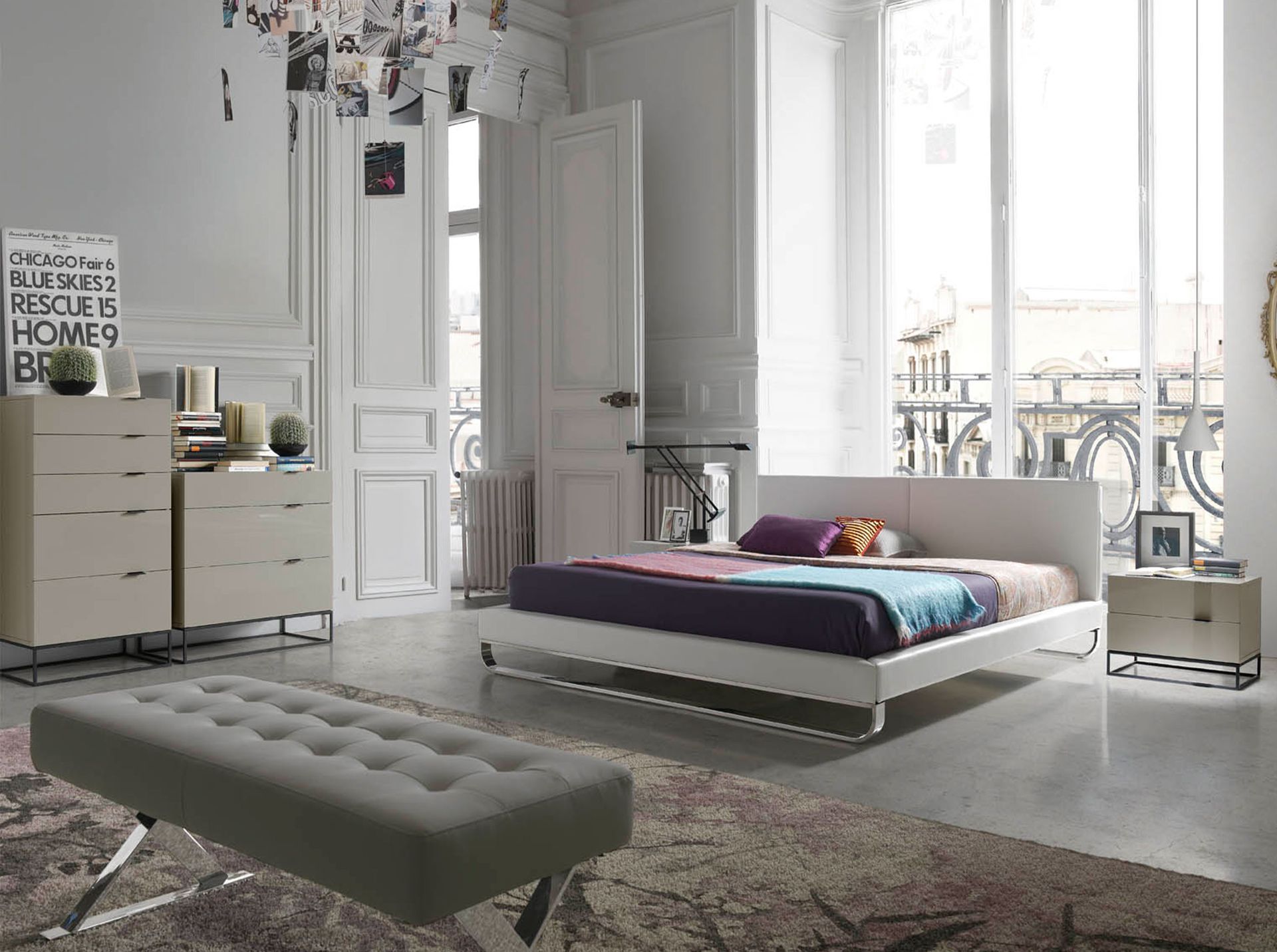 ANGEL CERDÁ Comodino in legno grigio e acciaio nero