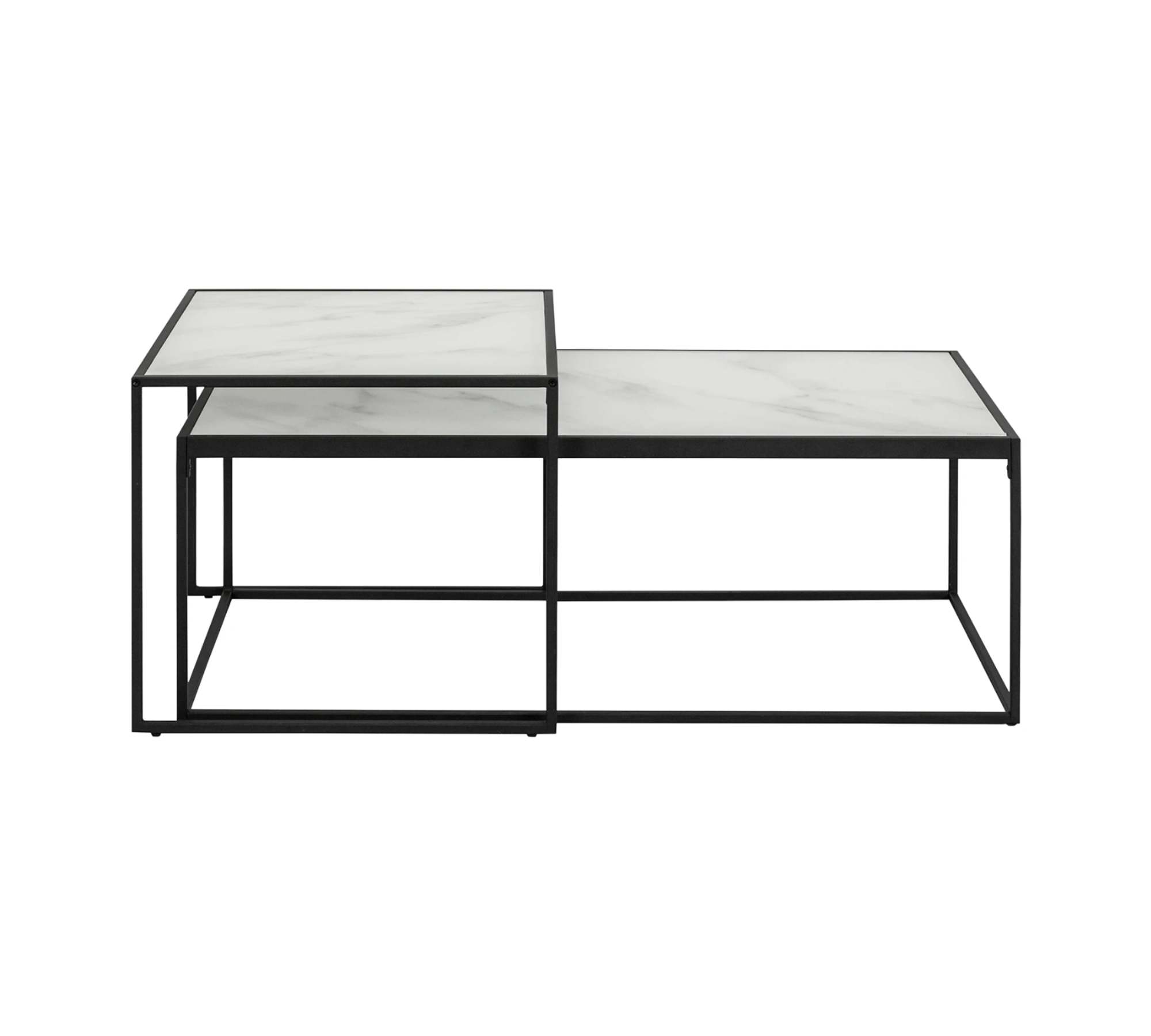 2x Couchtisch Glas Metall Weiß Schwarz